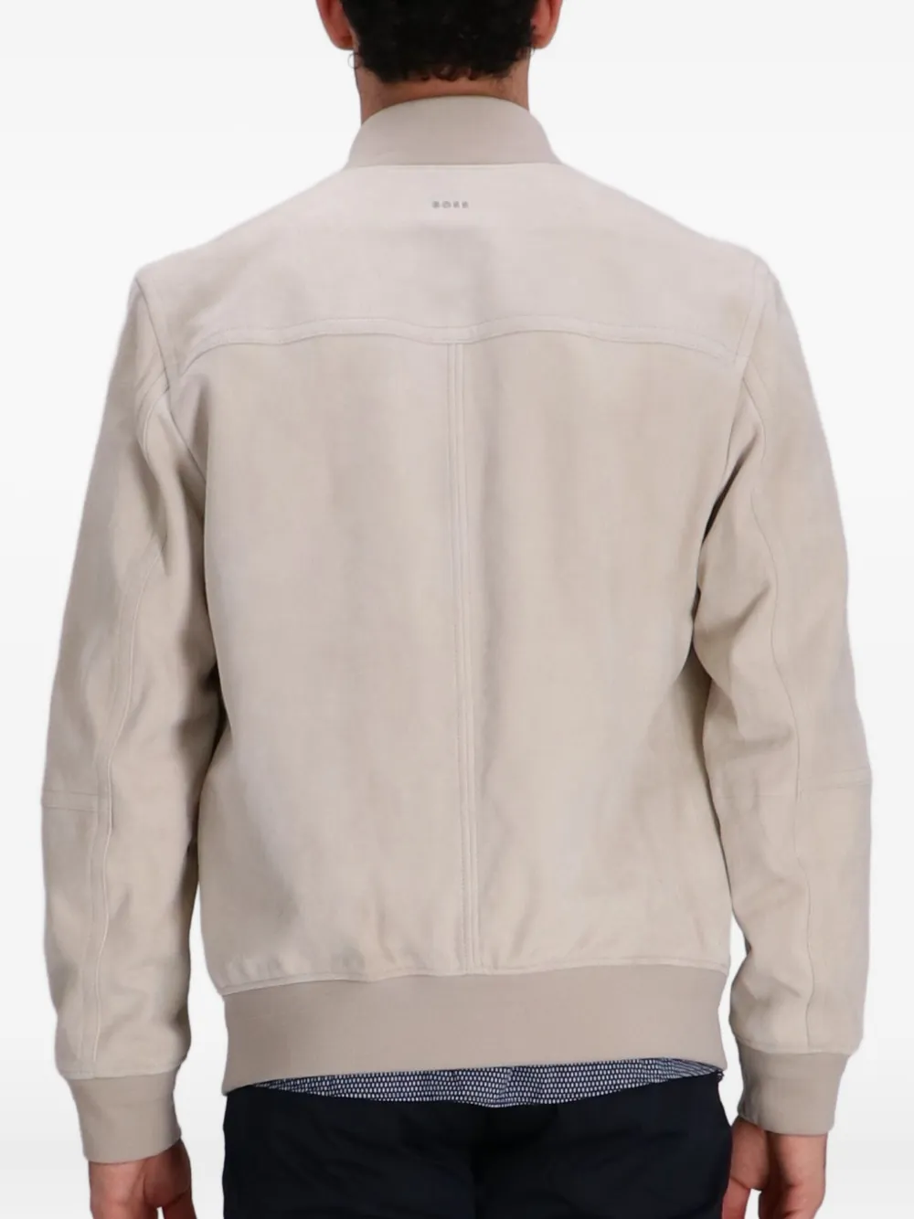 Hugo Boss Slim Linen-blend Bomber Jacket In Neutral