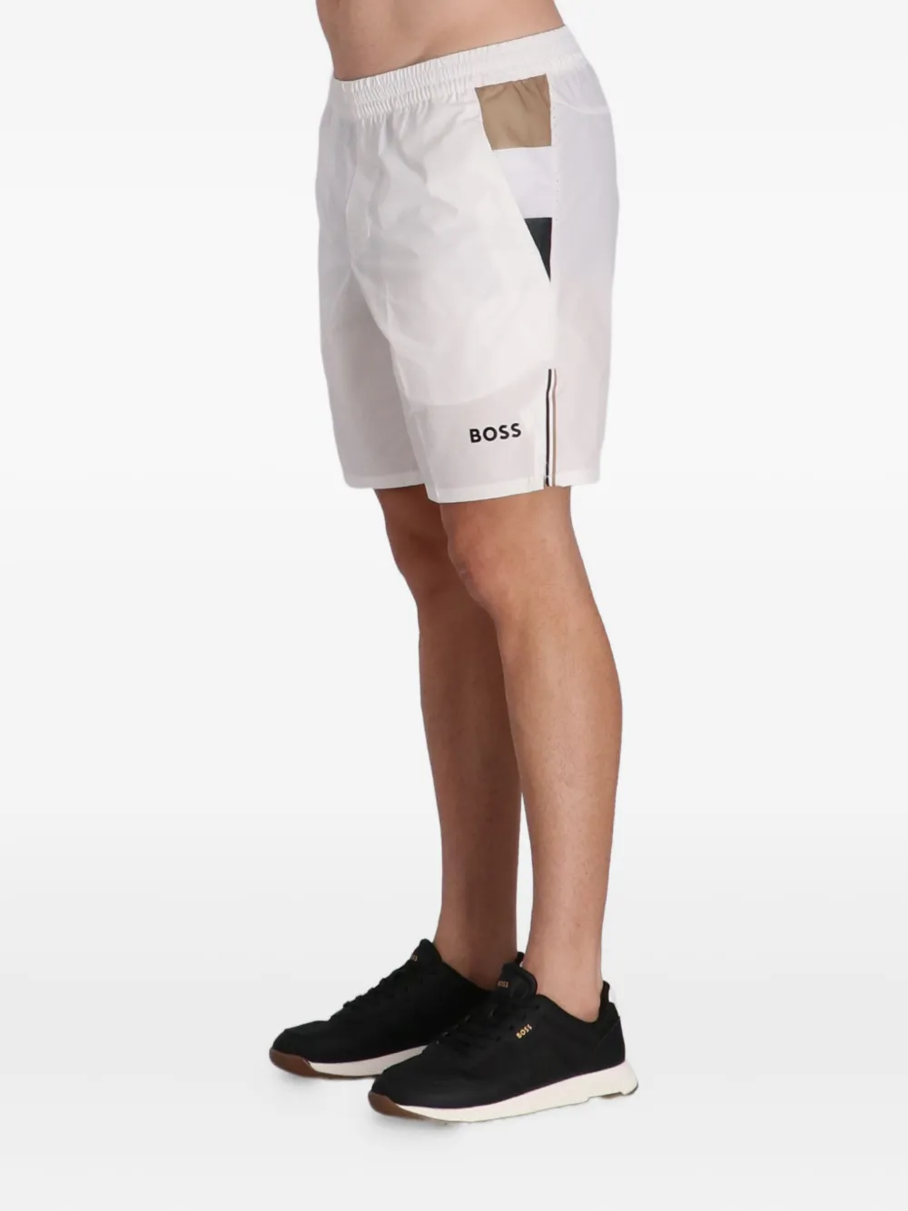 BOSS Shorts met elastische taille Wit