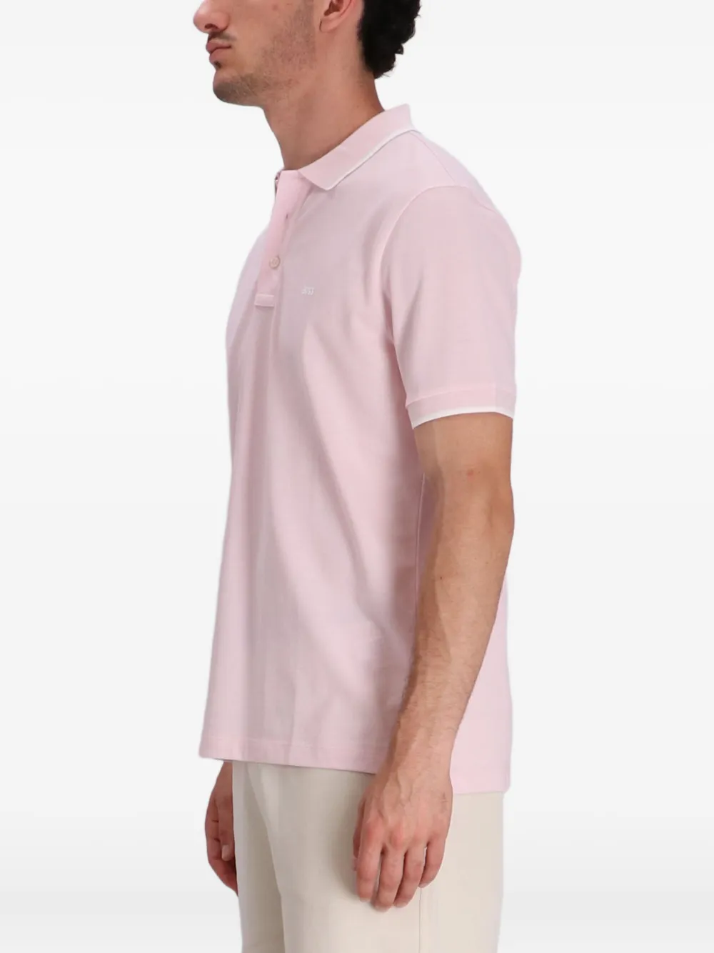 BOSS Poloshirt met contrasterende afwerking Roze