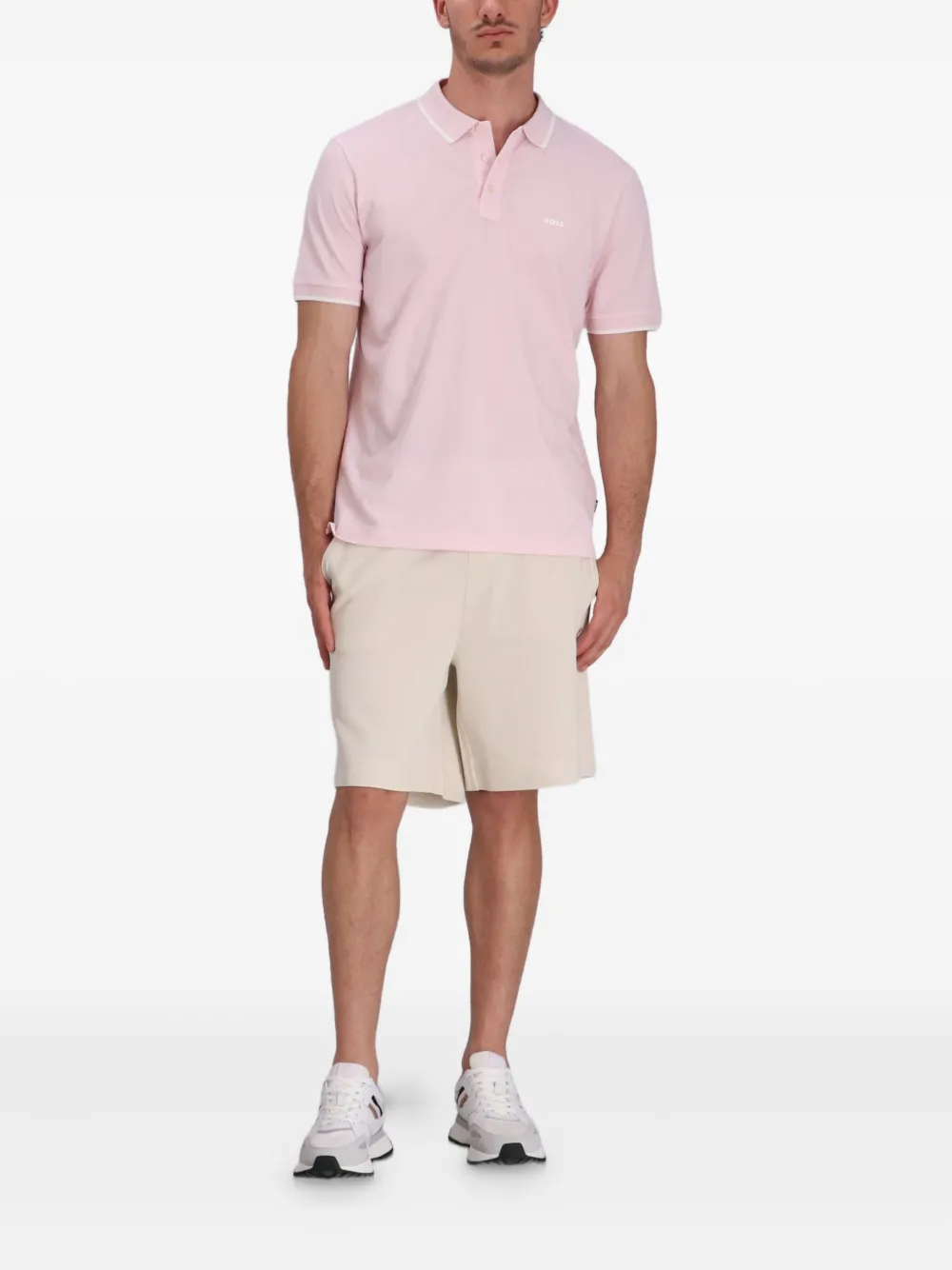 BOSS Poloshirt met contrasterende afwerking - Roze