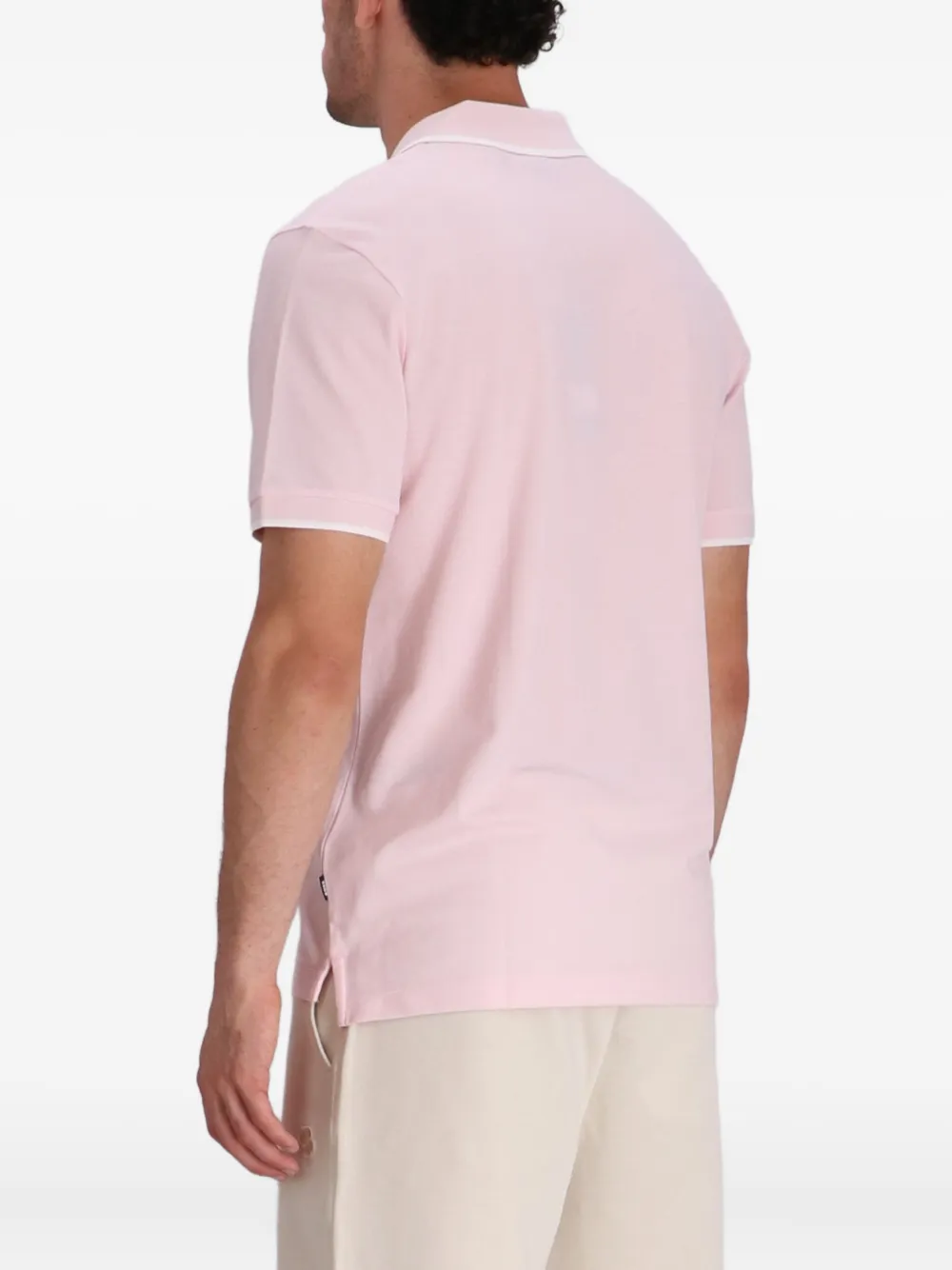 BOSS Poloshirt met contrasterende afwerking Roze