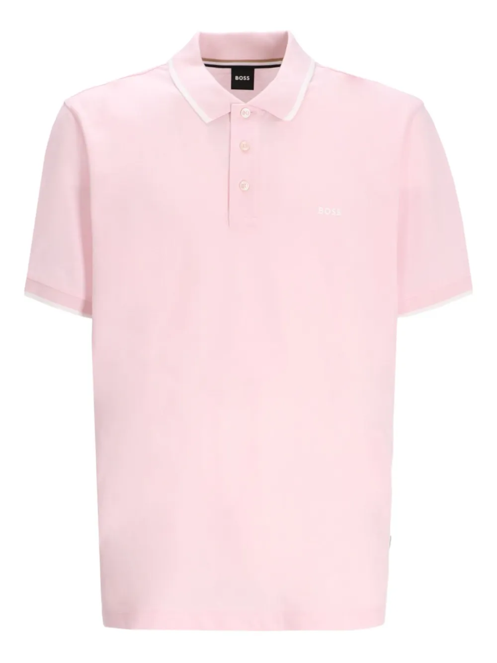 BOSS Poloshirt met contrasterende afwerking Roze