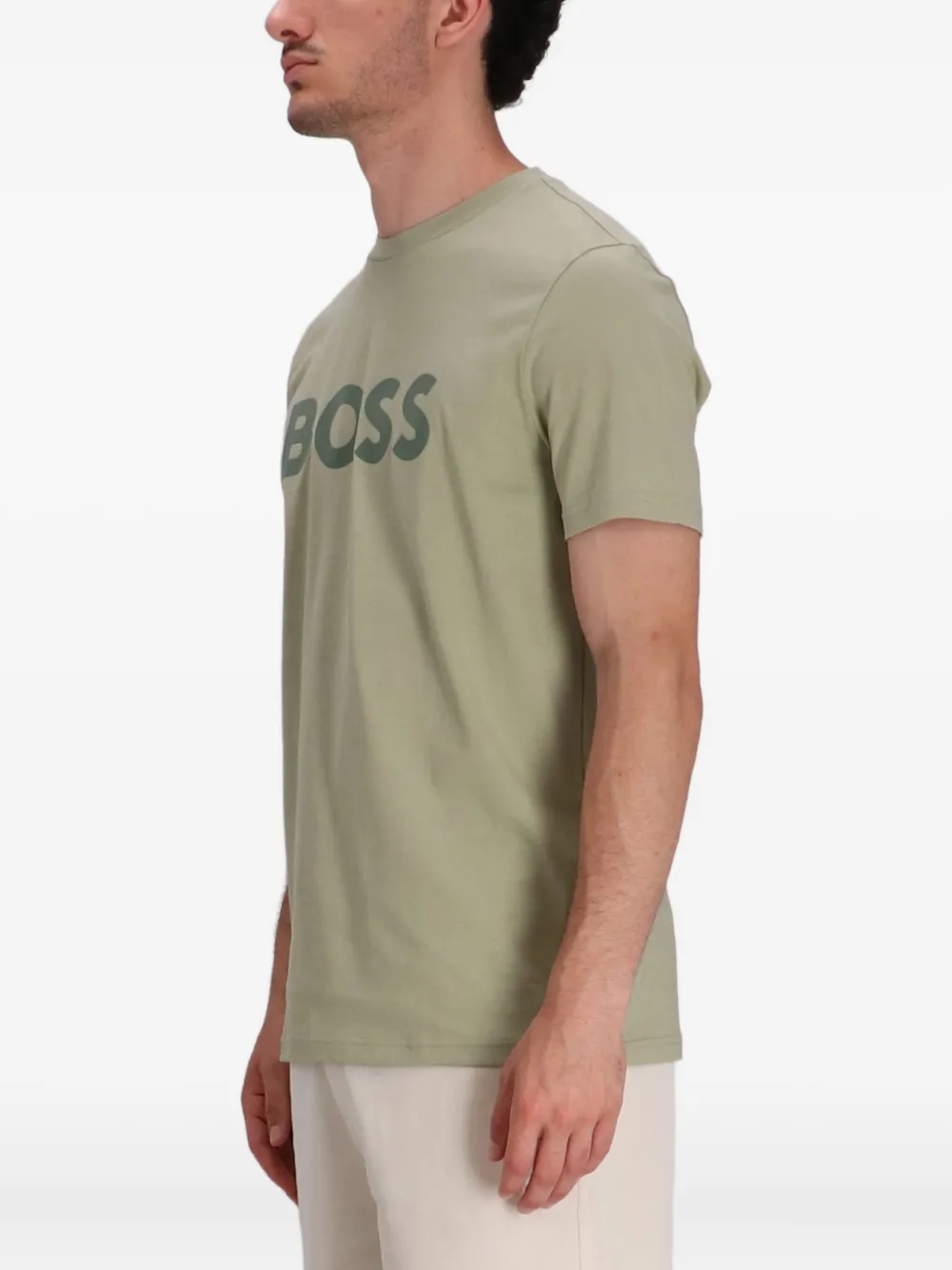 BOSS T-shirt met logoprint Groen