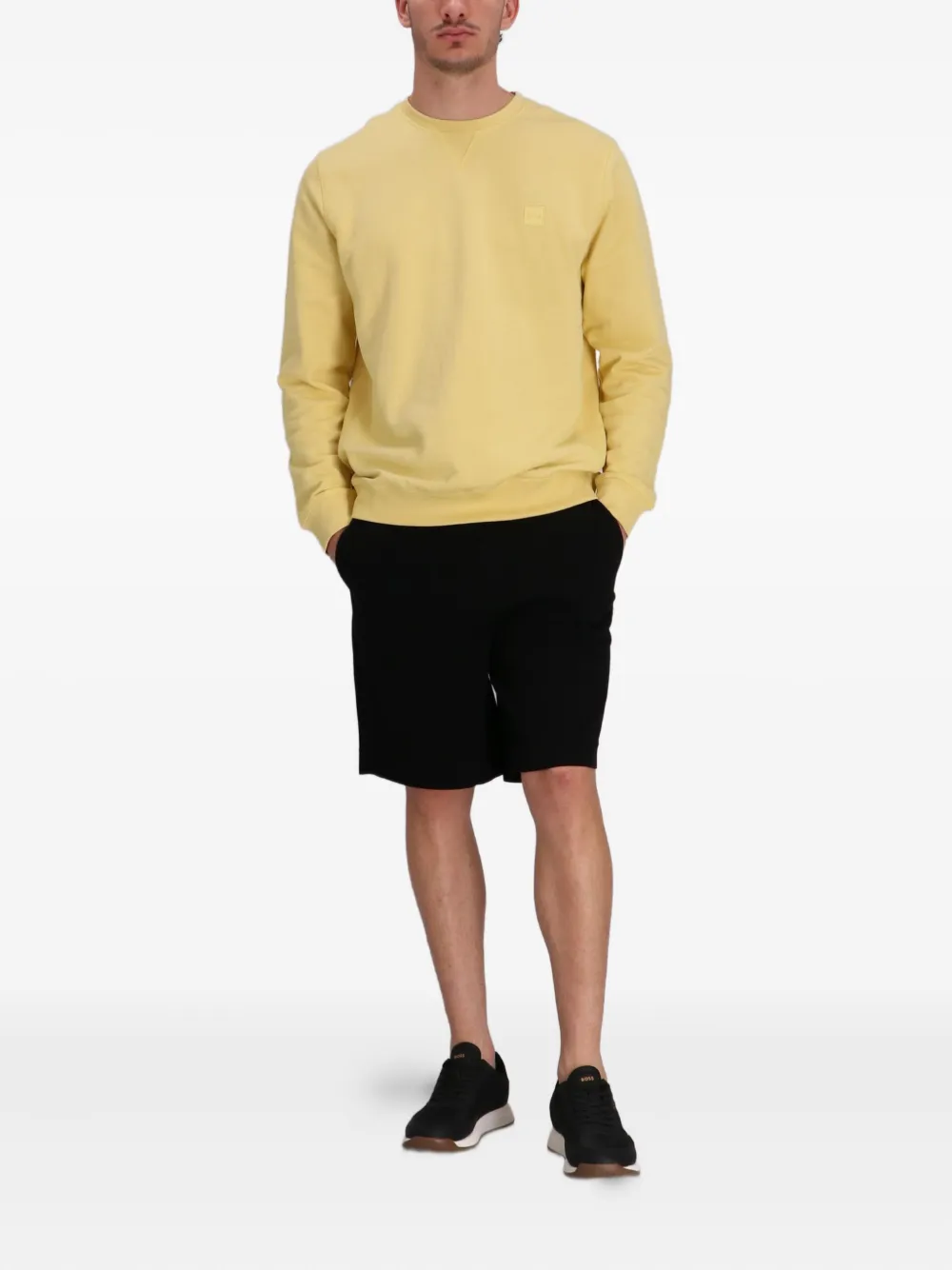 BOSS Sweater met ronde hals - Geel