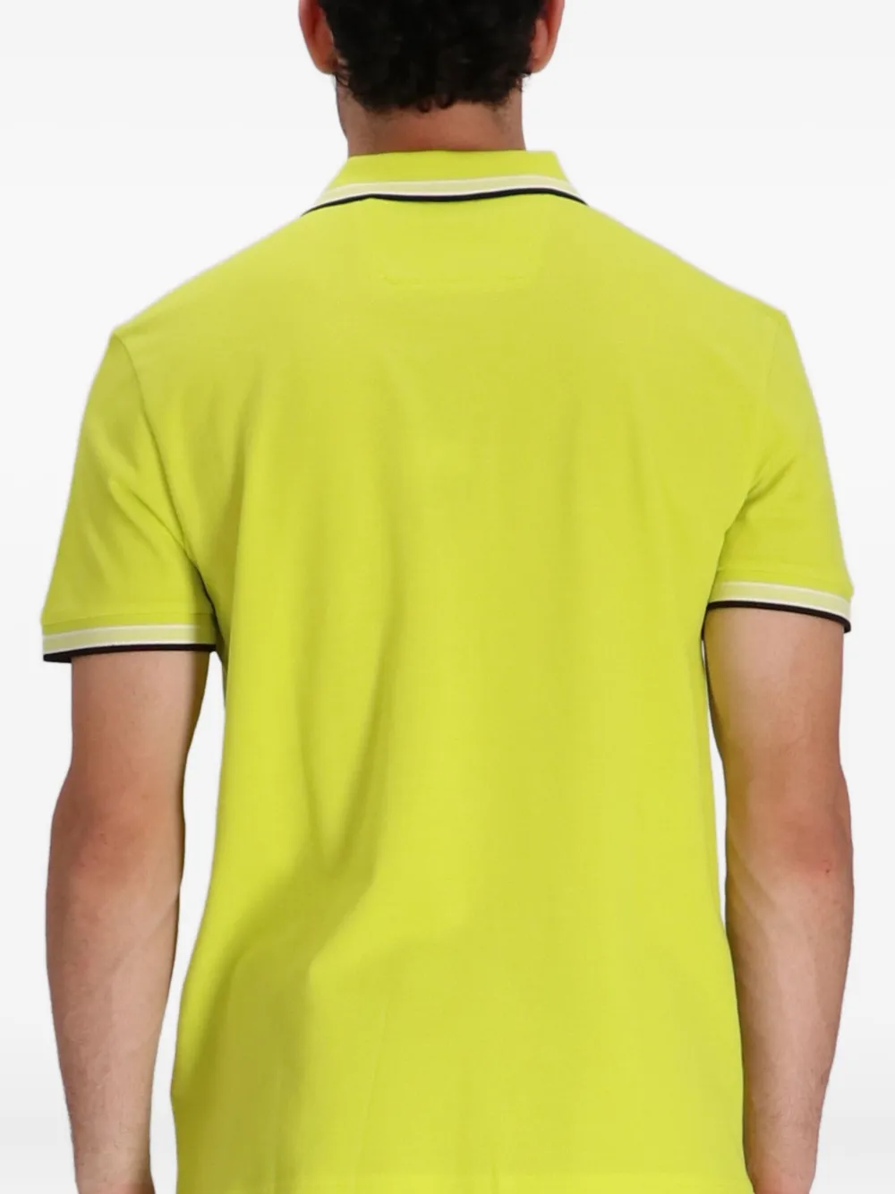 BOSS Poloshirt met contrasterende afwerking Geel