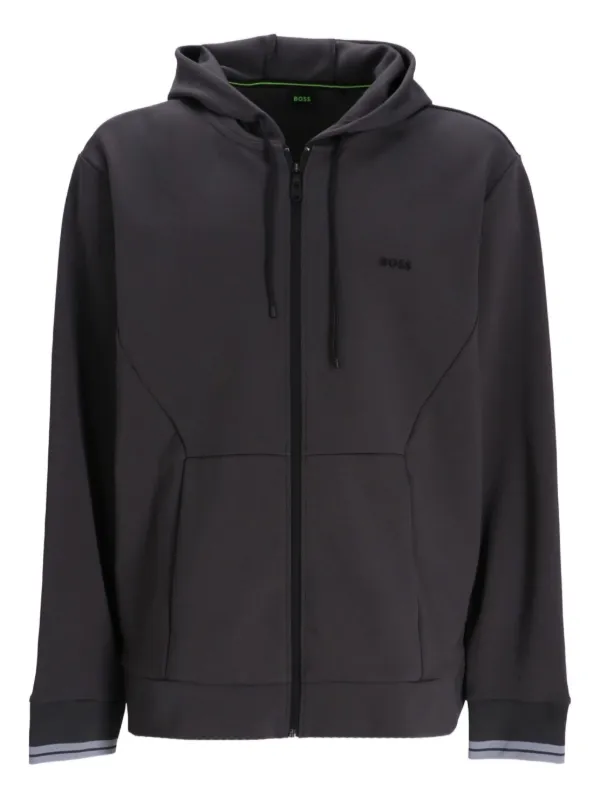 BOSS zip-up Hooded Sweatshirt Grey FARFETCH IN