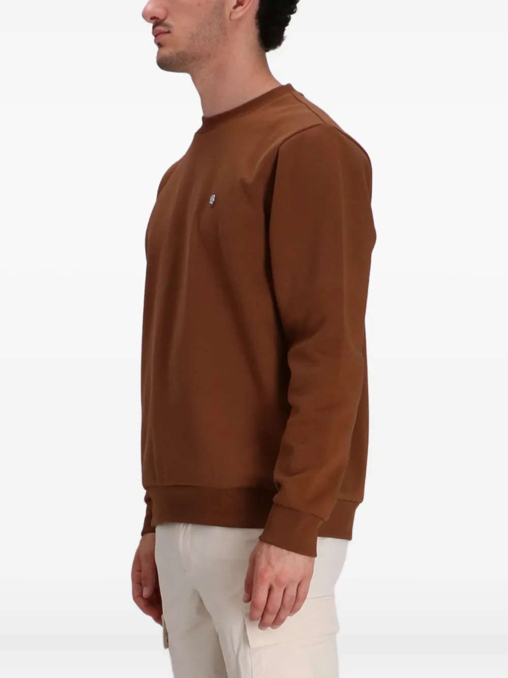 BOSS Sweater met logopatch Bruin