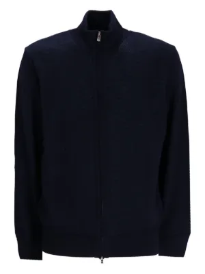 Emporio Armani grid-pattern zip-up Cardigan | Black | FARFETCH