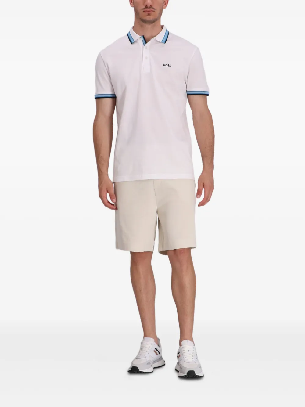 BOSS Poloshirt met contrasterende afwerking Wit