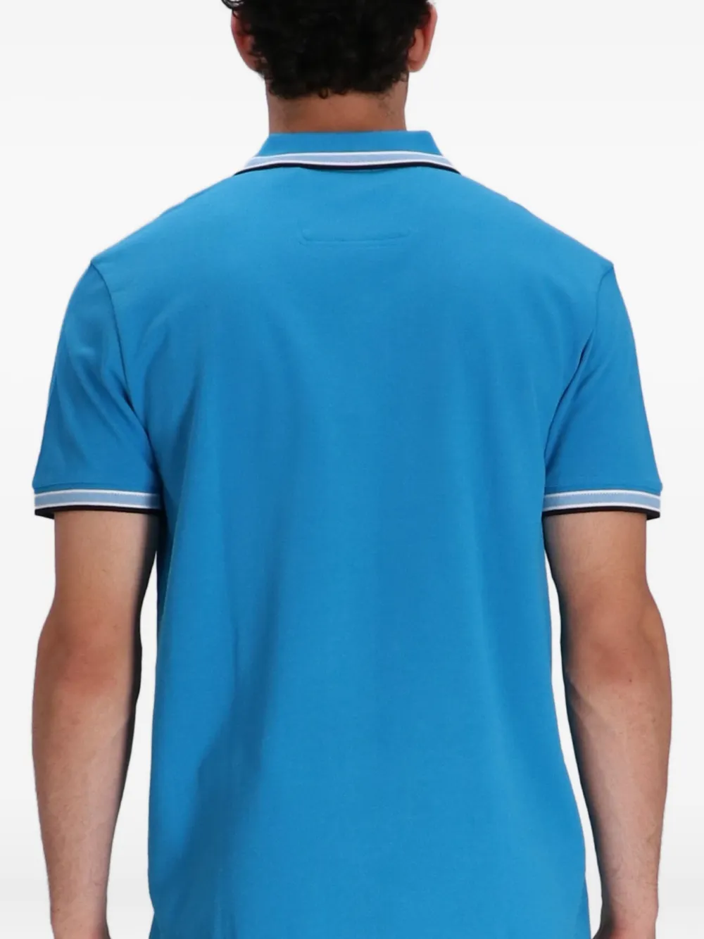 BOSS Poloshirt met gestreepte afwerking Blauw