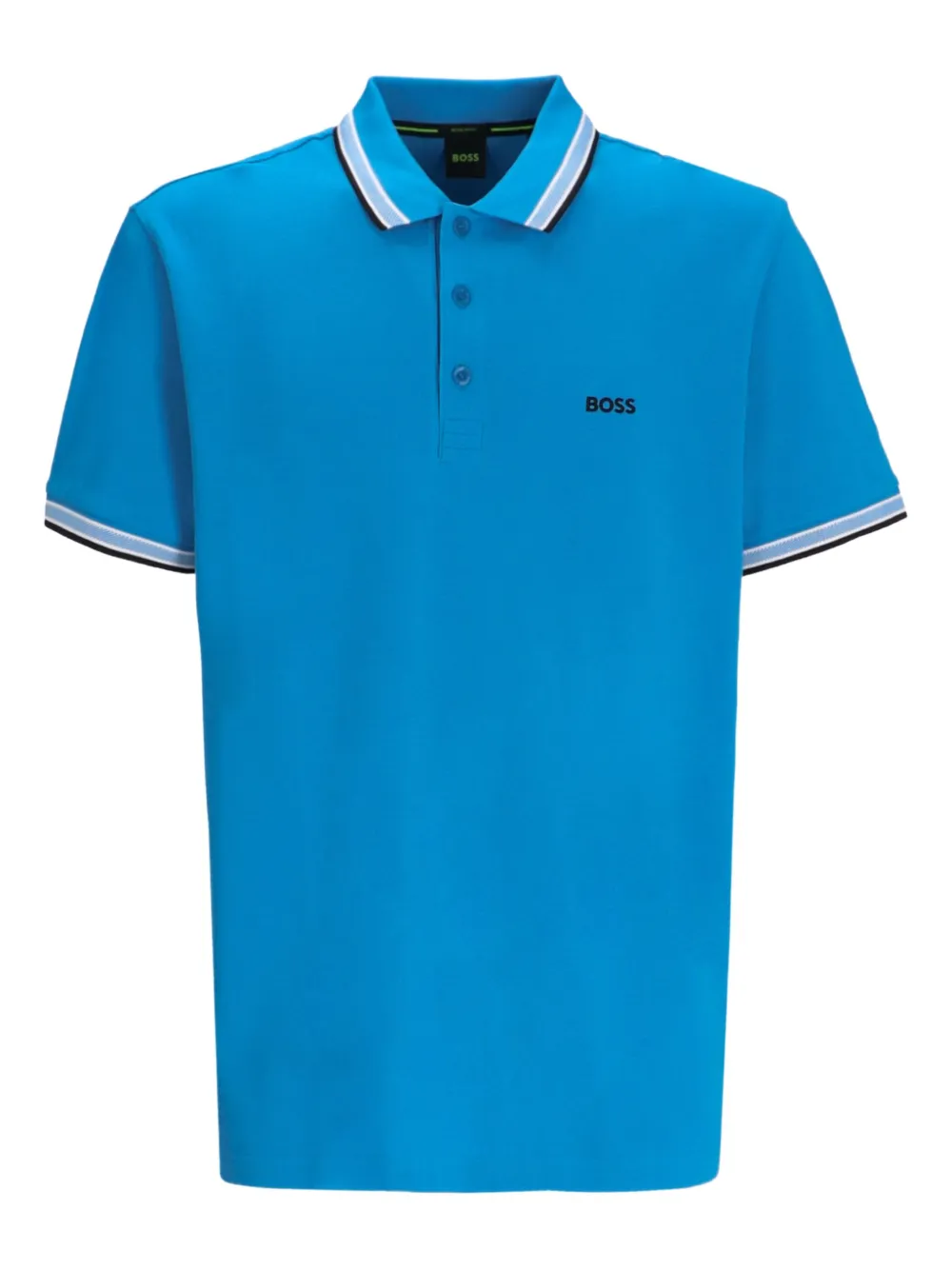 BOSS Poloshirt met gestreepte afwerking Blauw