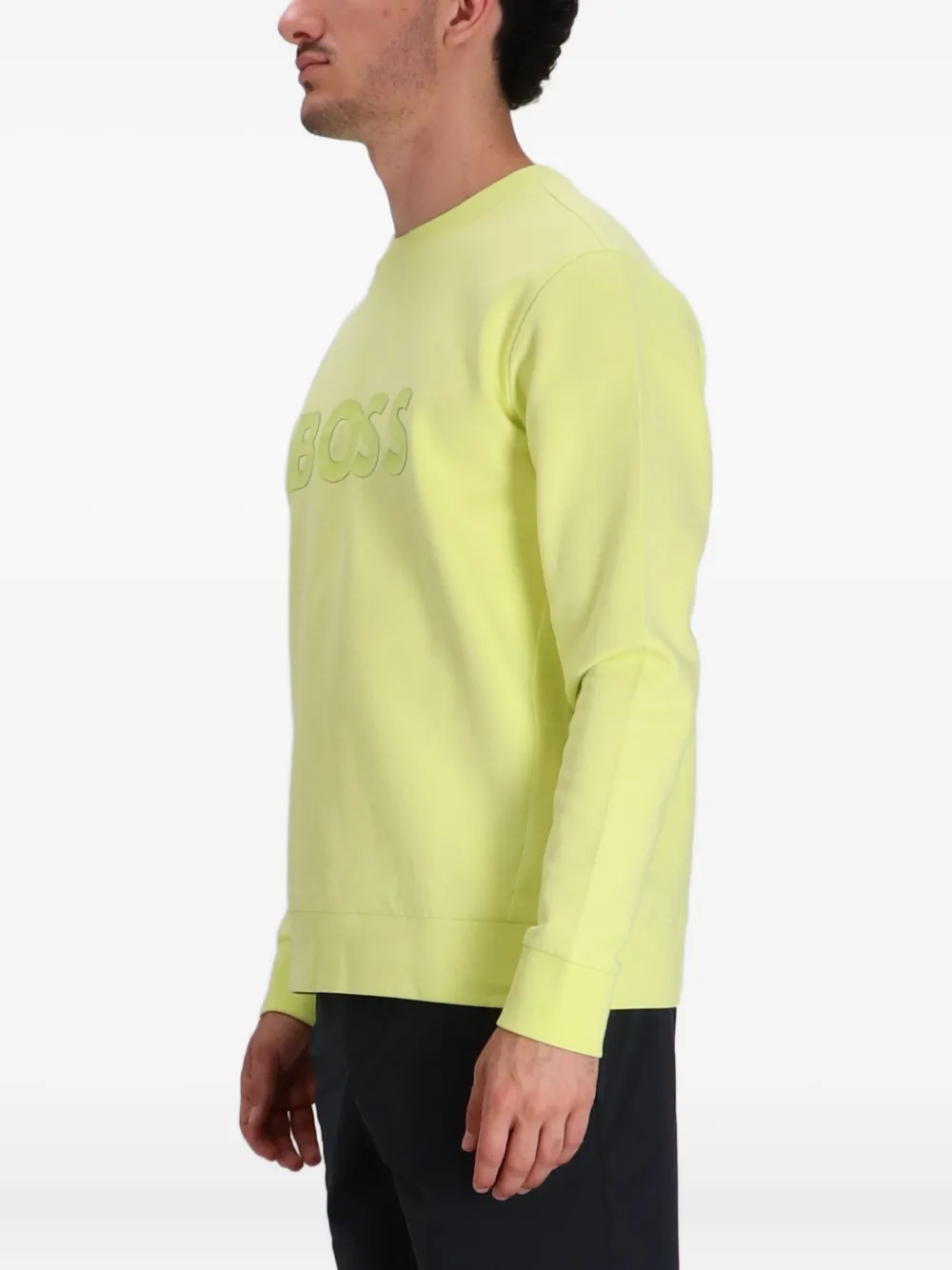 BOSS Sweater met logo-reliëf Geel