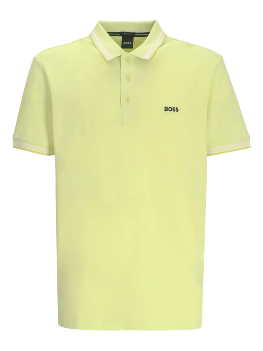 BOSS Poloshirt met gestreepte afwerking Geel