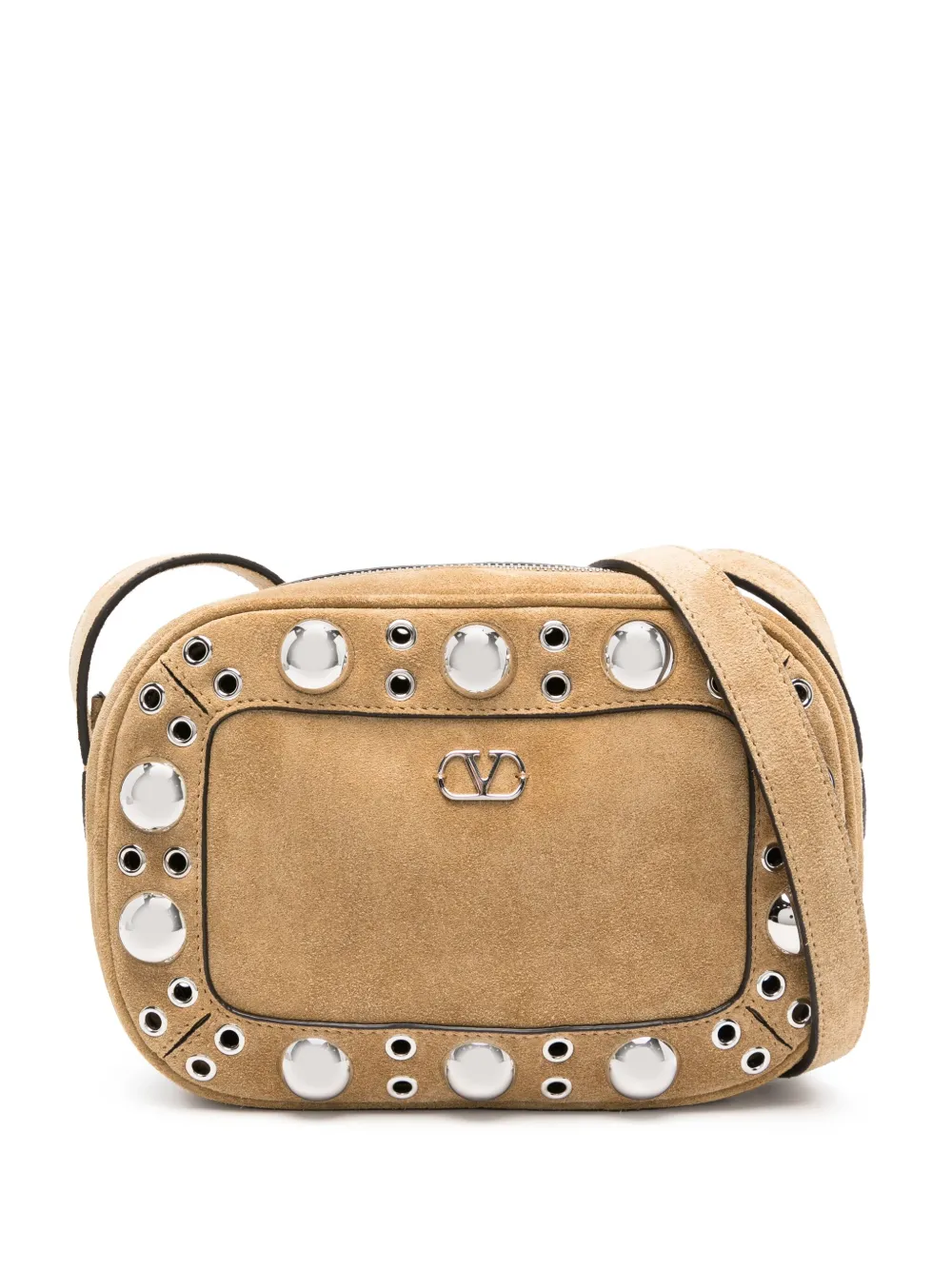 Valentino Garavani Nellcote suede shoulder bag Beige