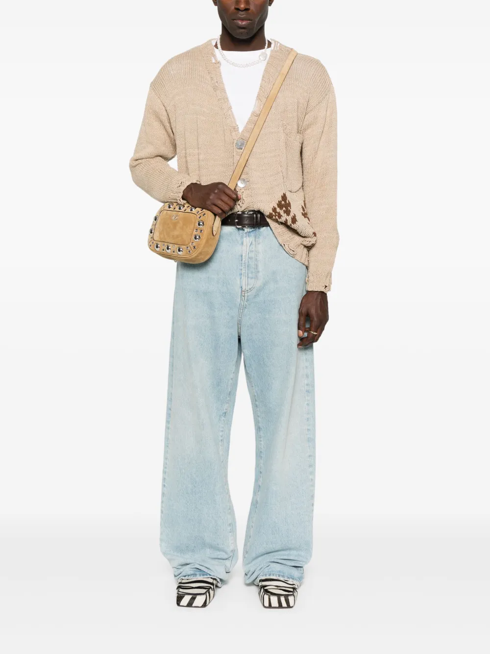 Valentino Garavani Nellcote suede shoulder bag Beige