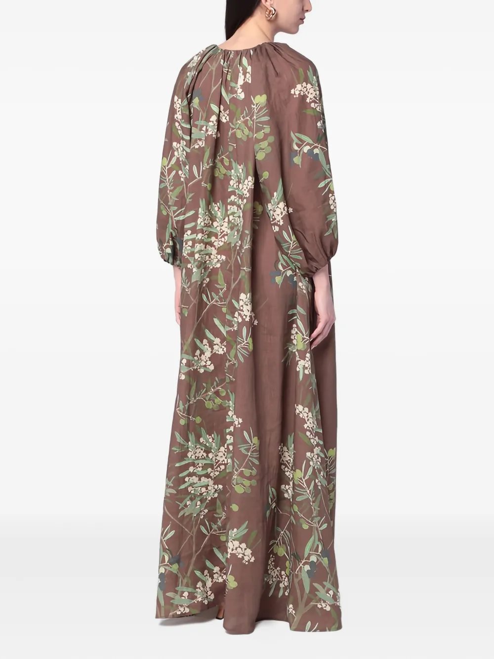 Bernadette Georgio maxi-jurk met bloemenprint Bruin