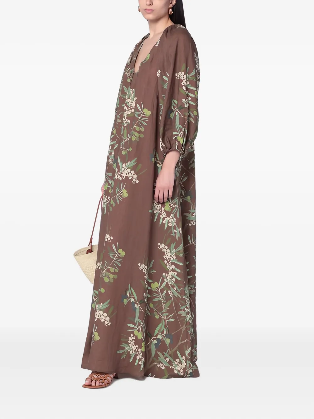 Bernadette Georgio maxi-jurk met bloemenprint - Bruin