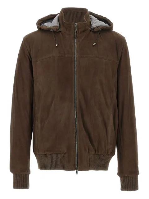 VOLFAGLI suede hooded jacket