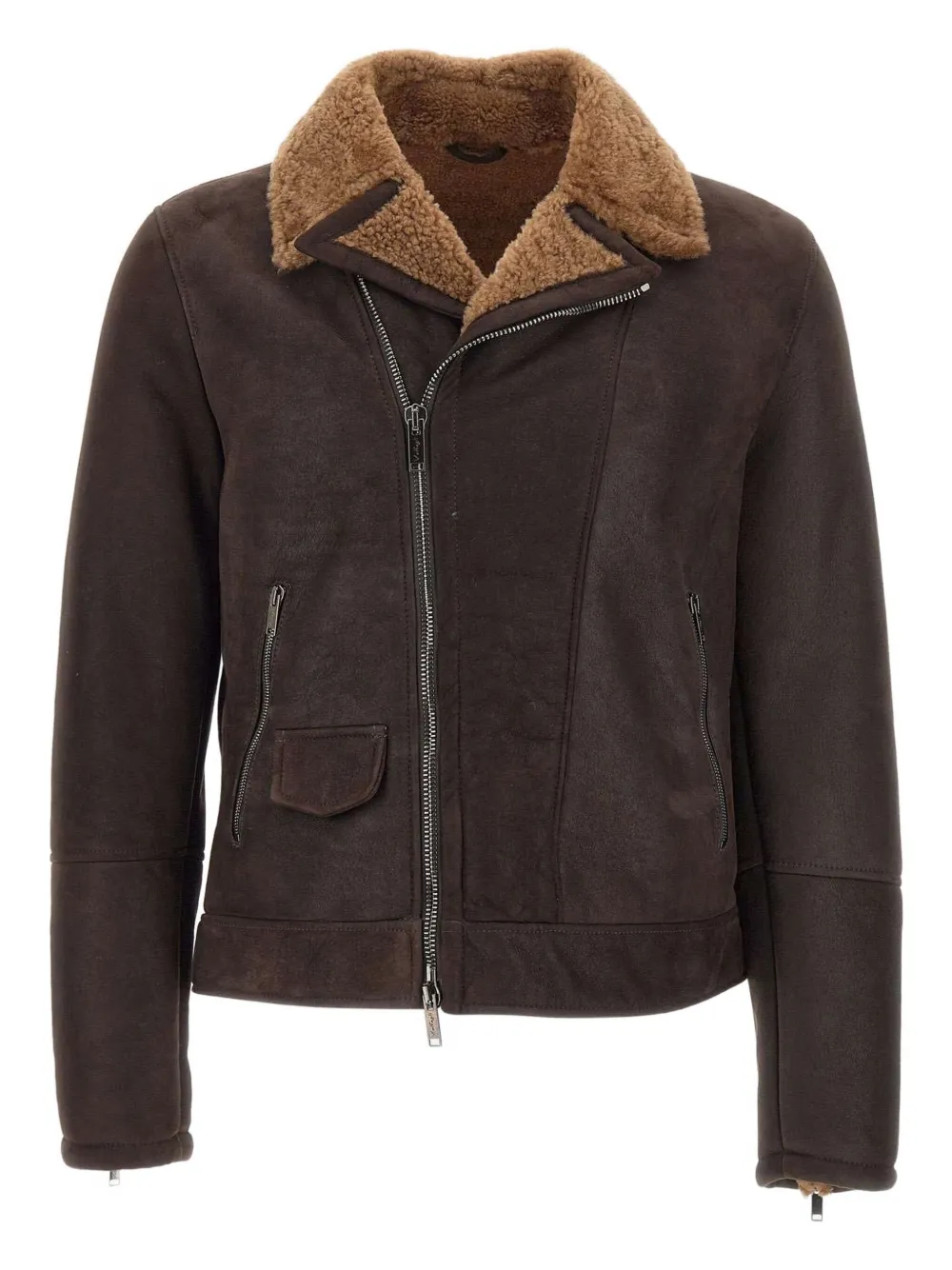 VOLFAGLI shearling-collared zip-front jacket | Brown | Image 1