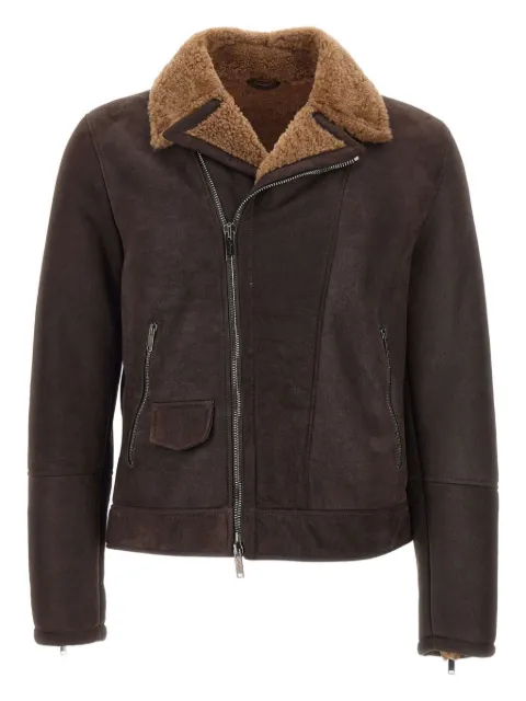 VOLFAGLI shearling-collared zip-front jacket