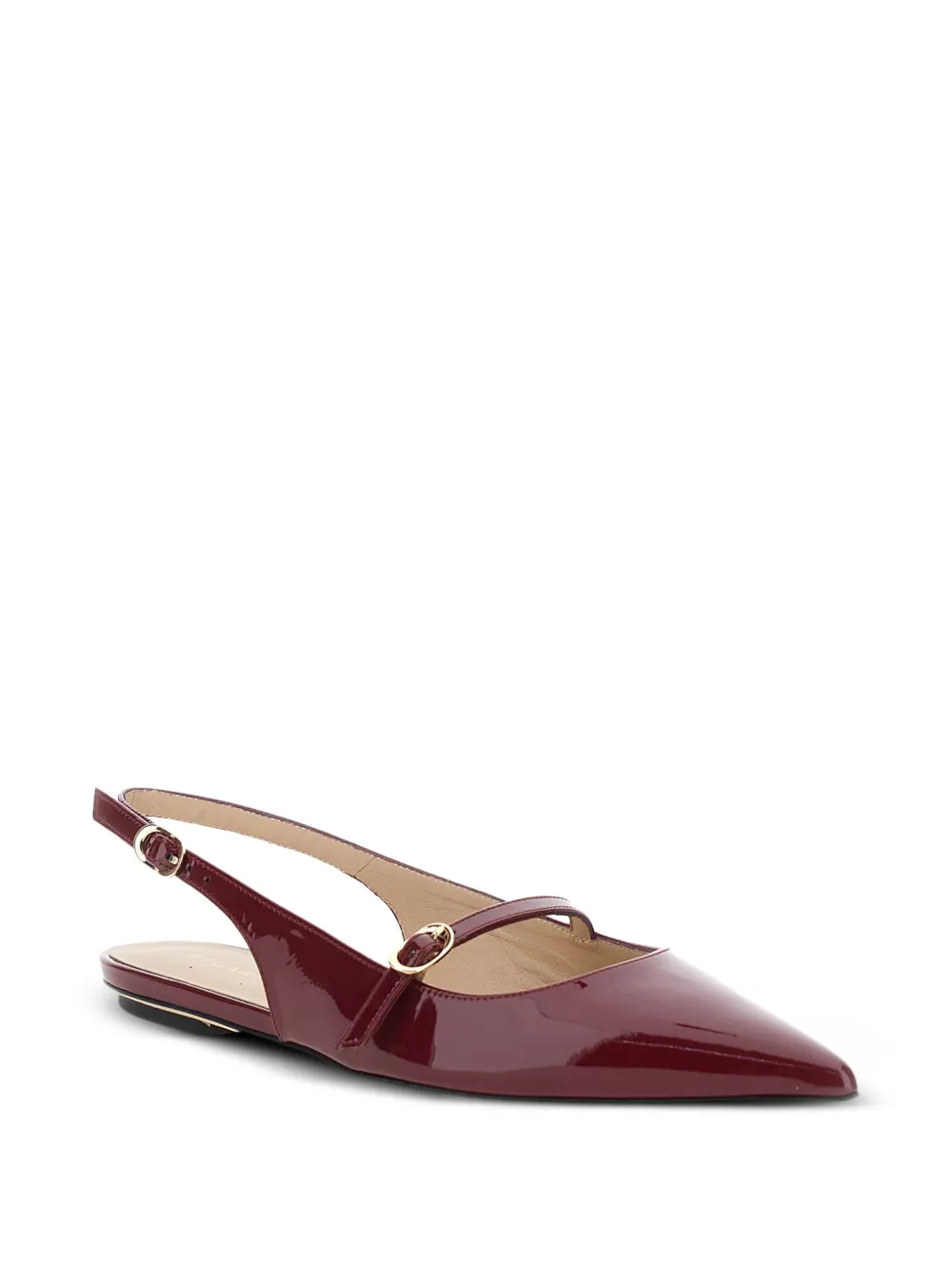 Stuart Weitzman Emilia patent leather slingback flat pumps Red