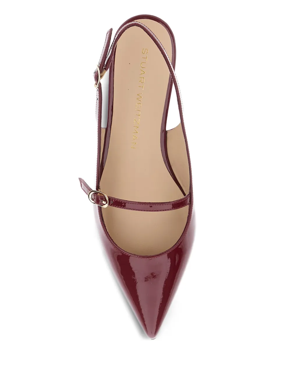 Stuart Weitzman Emilia patent leather slingback flat pumps Red