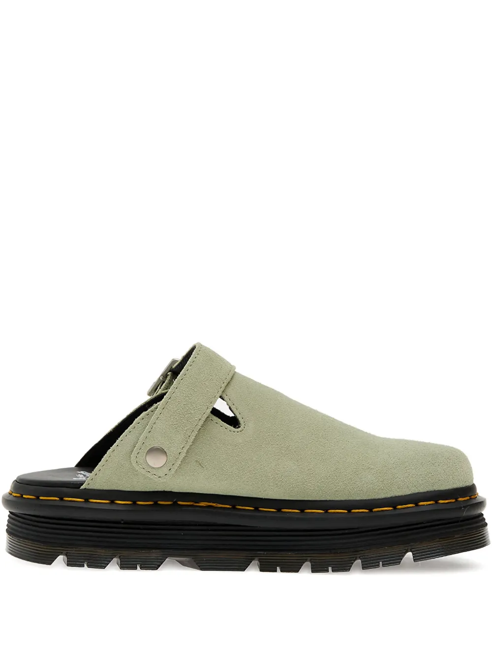 Dr. Martens' Zebzag Buckle-fastening Platform Flat Mules In Green