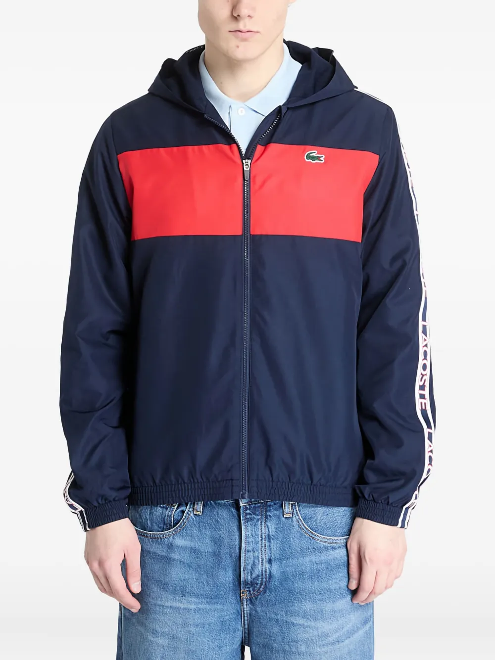 colour-block tape-detail jacket