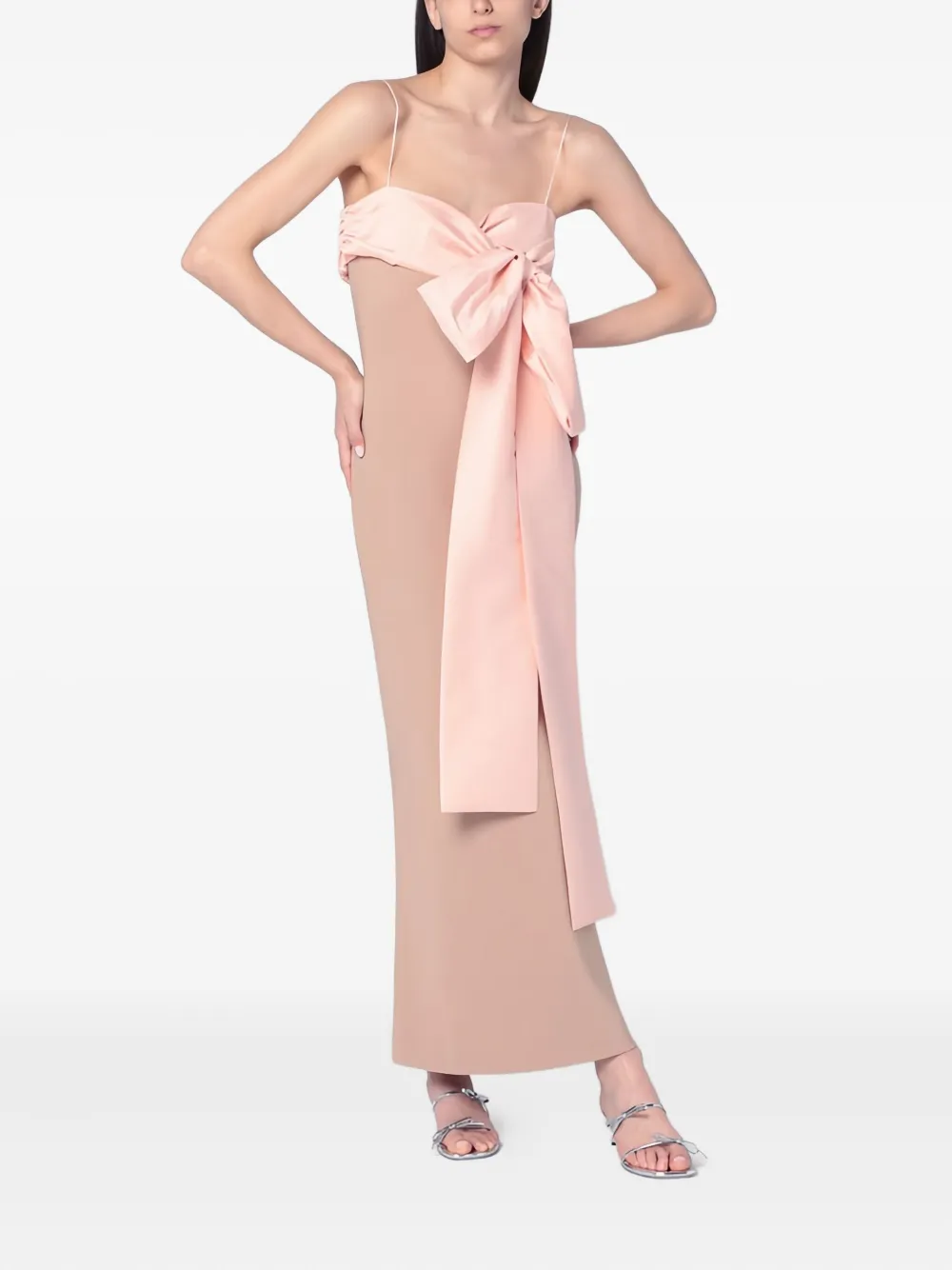 Bernadette Bart Sash-detailed Crepe Maxi Dress In Pink