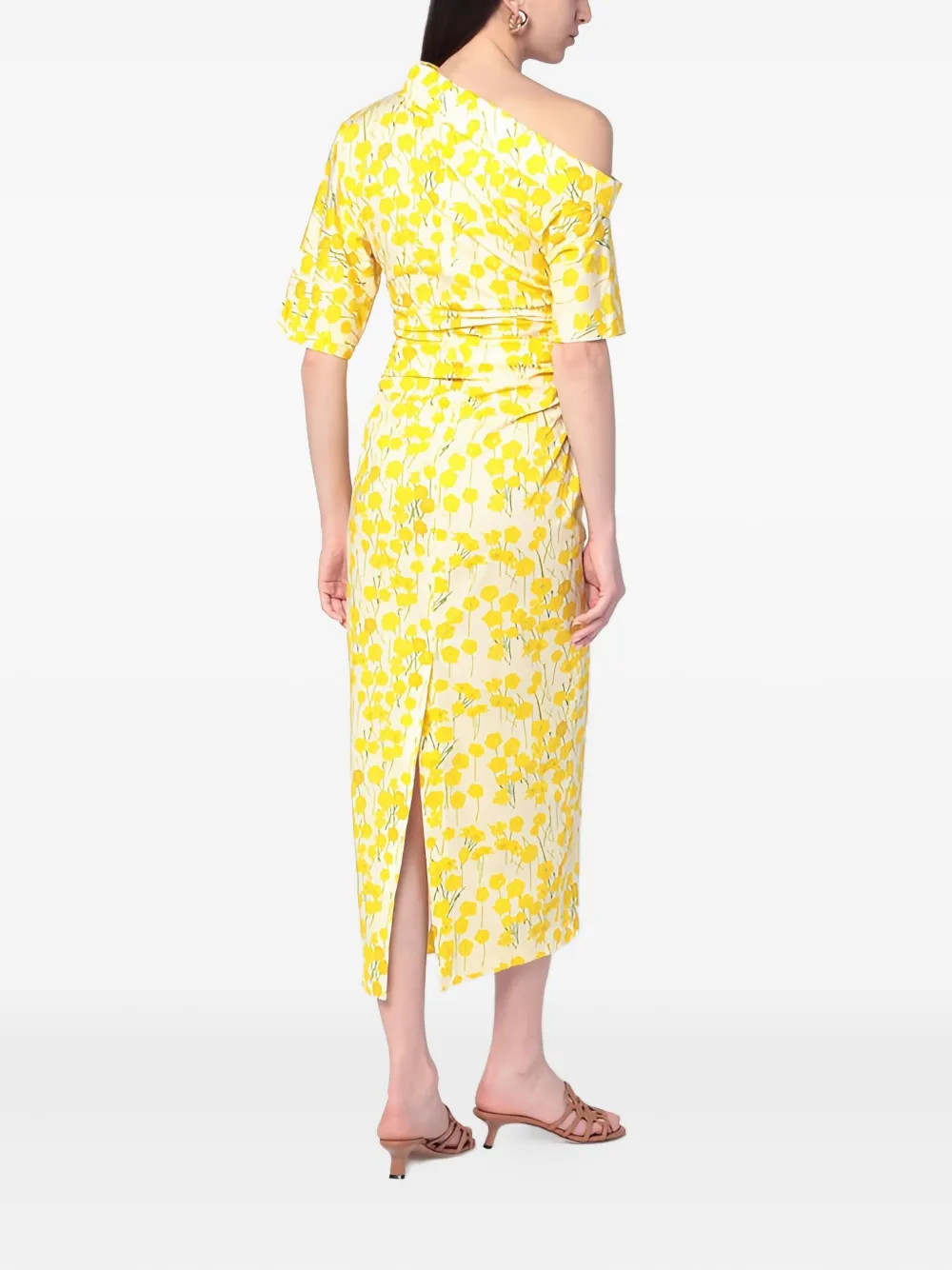 Bernadette Asymmetrische midi-jurk Geel