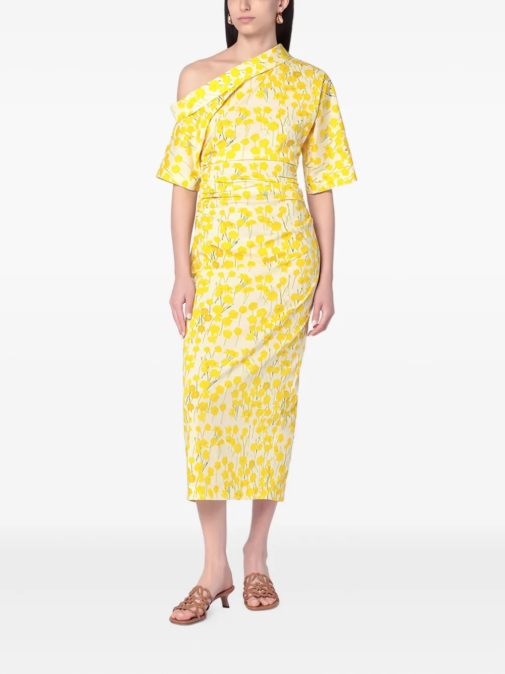 Bernadette Asymmetrische midi-jurk Geel