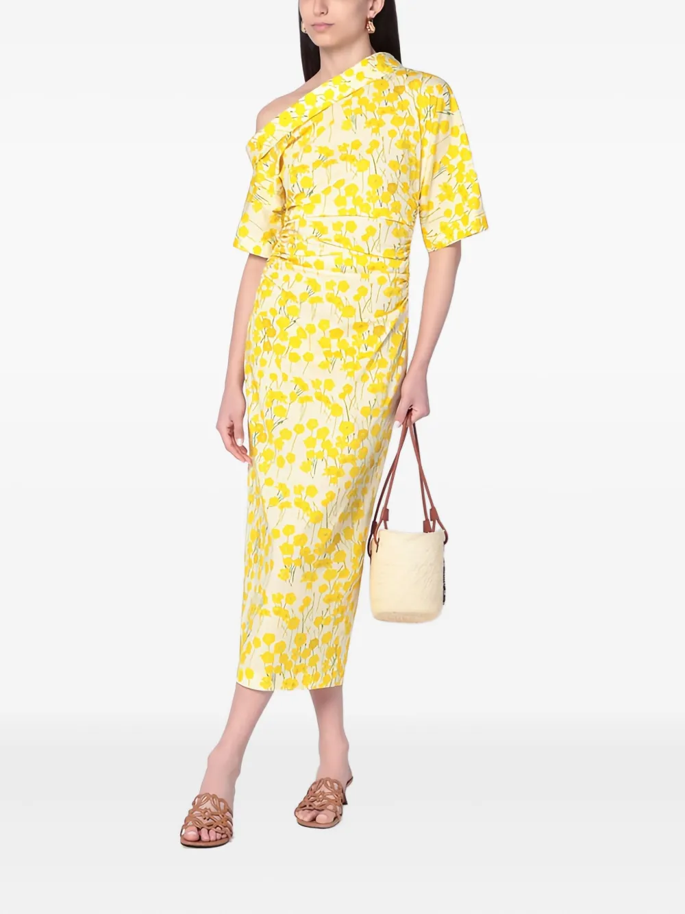 Bernadette Asymmetrische midi-jurk - Geel