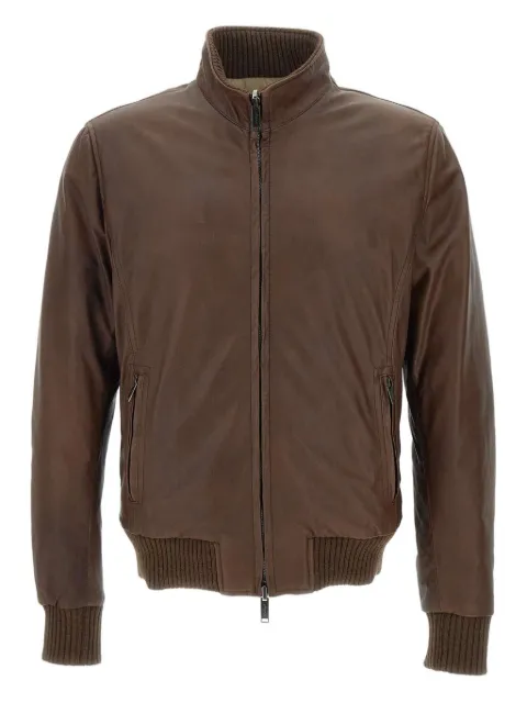 VOLFAGLI ribbed-cuff leather jacket