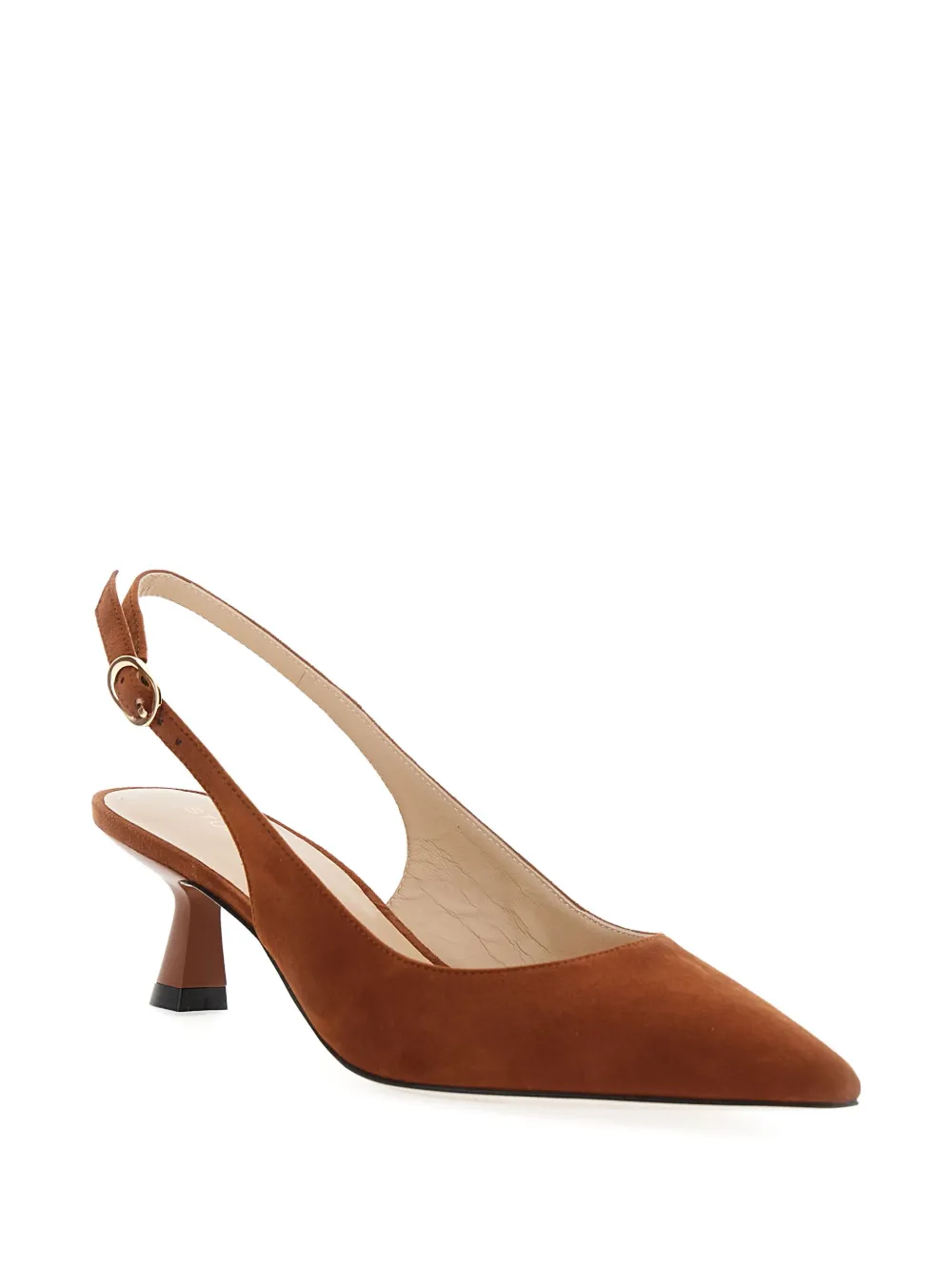 Stuart Weitzman Brown Slingback Pumps With Medium Sculpted Heel In Suede Woman In Brown