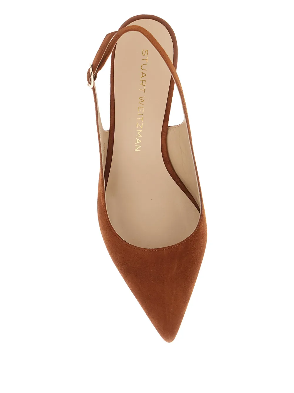 Stuart Weitzman Brown Slingback Pumps With Medium Sculpted Heel In Suede Woman In Brown