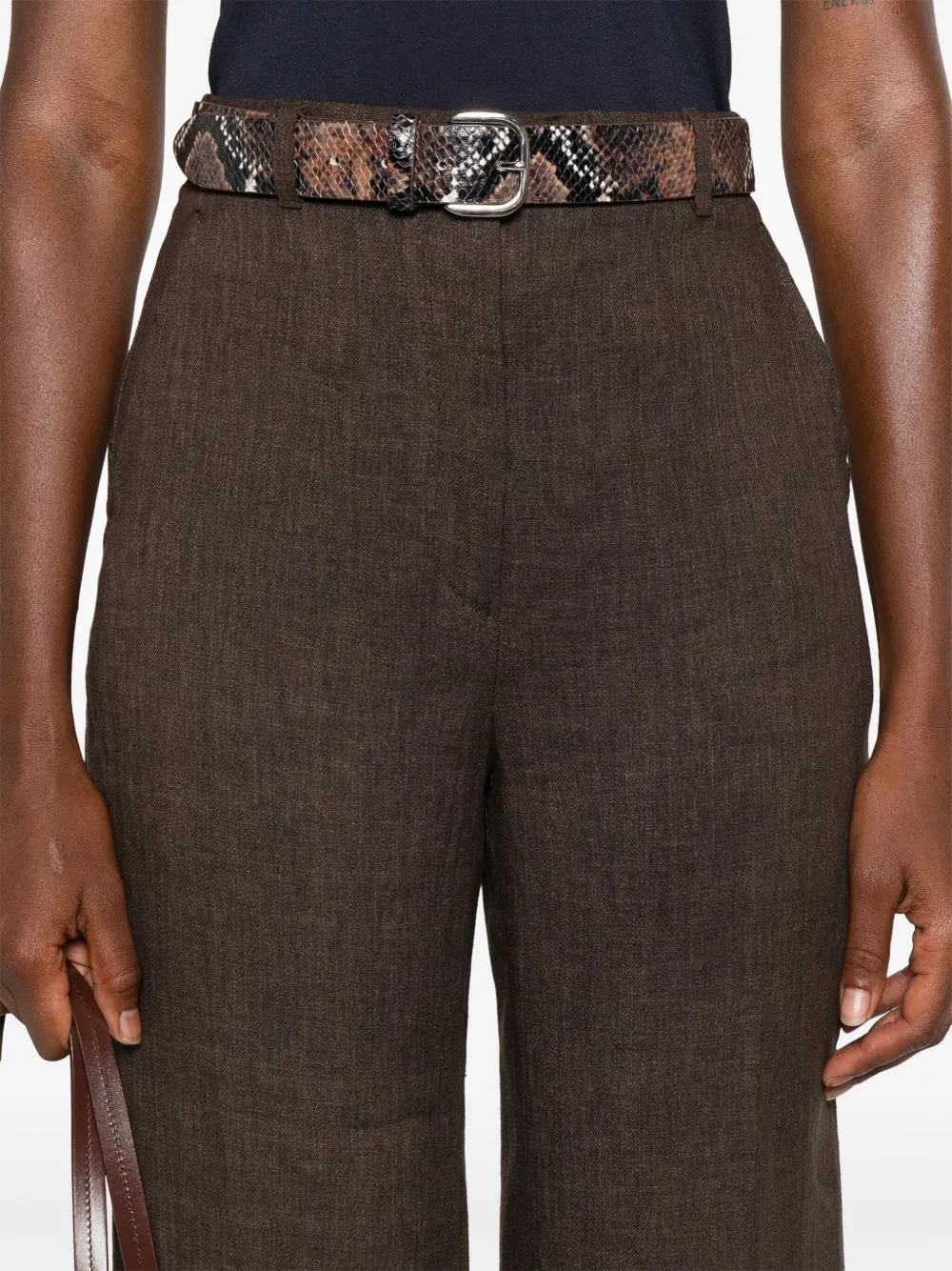 Max Mara Linnen high waist broek Bruin