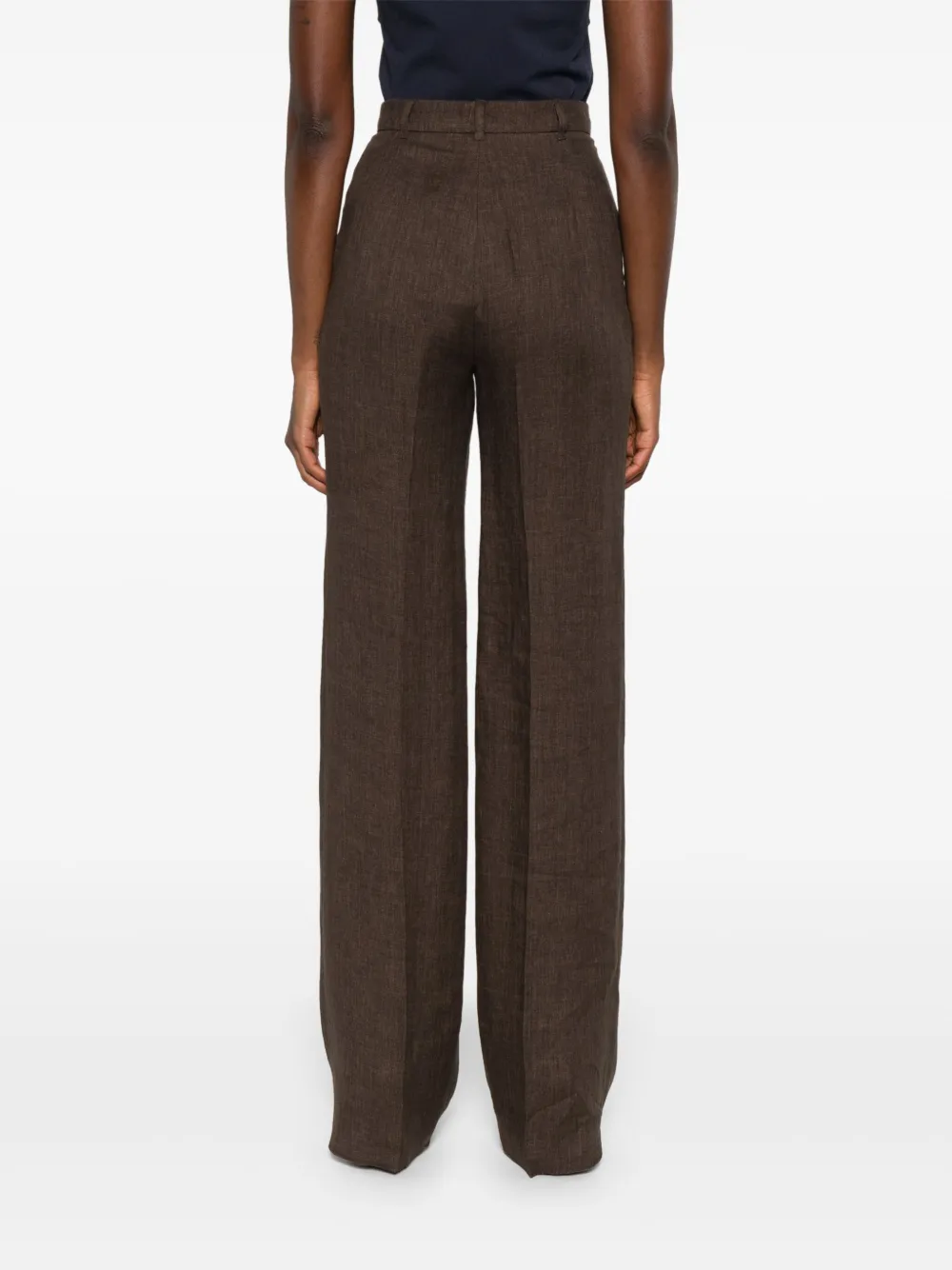 Max Mara Linnen high waist broek Bruin