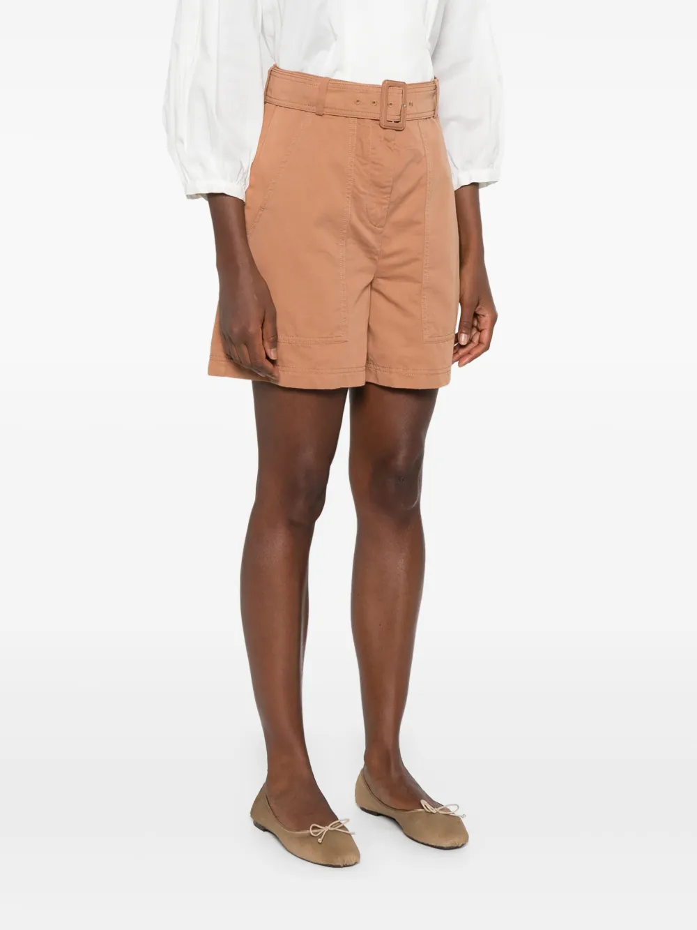 Weekend Max Mara Shorts met ceintuur zakken Bruin