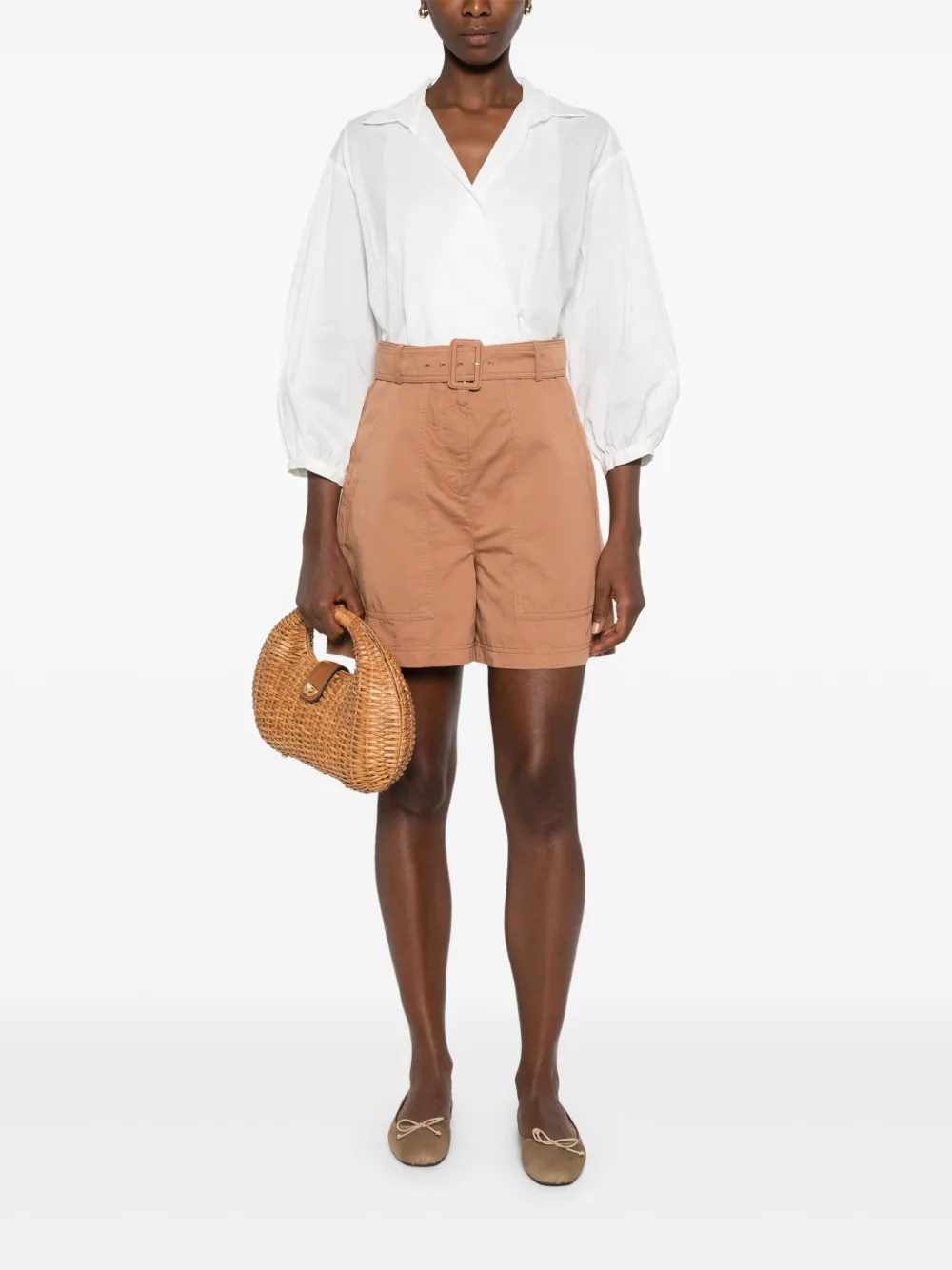Weekend Max Mara Shorts met ceintuur zakken Bruin