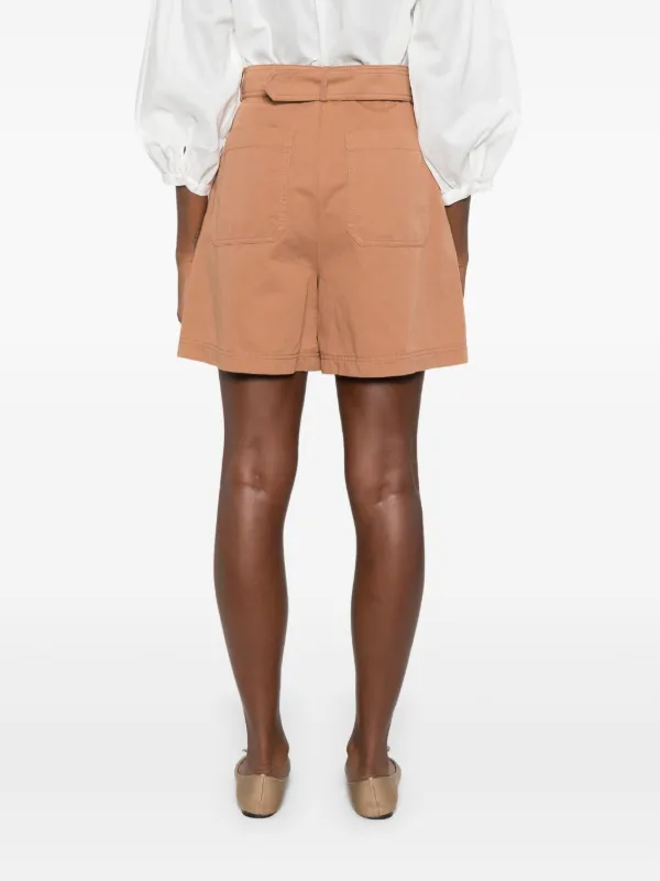 Weekend Max Mara Belted Pocketed Shorts | Brown | FARFETCH