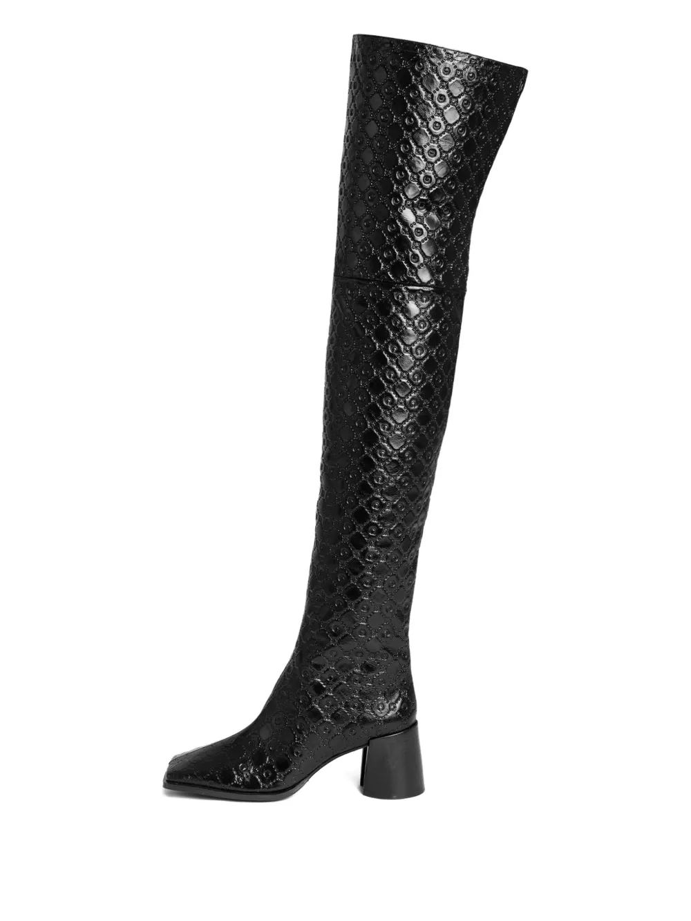 Marine Serre 65mm Monogram-embossed Leather Boots In Black
