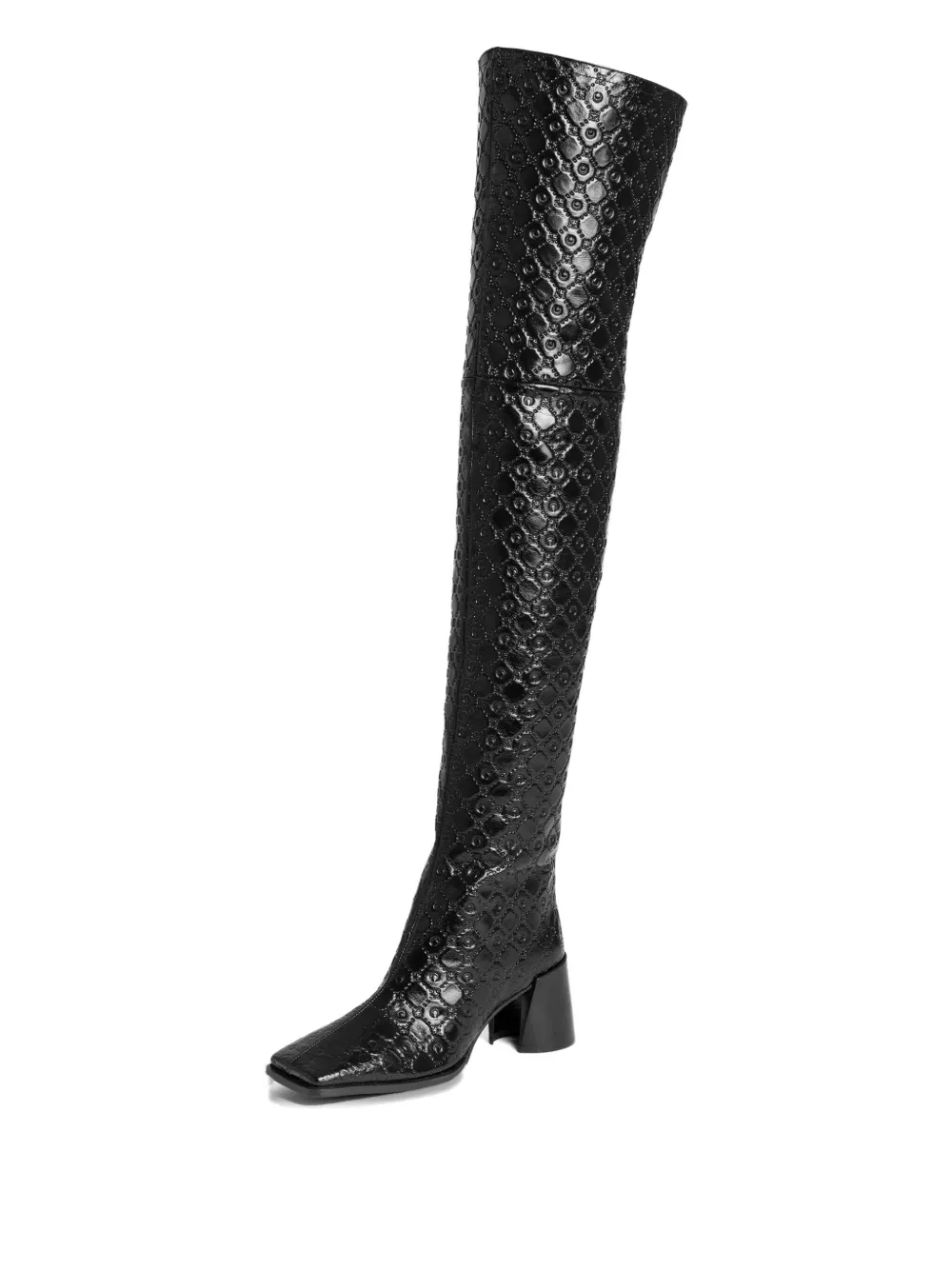 Marine Serre 65mm Monogram-embossed Leather Boots In Black