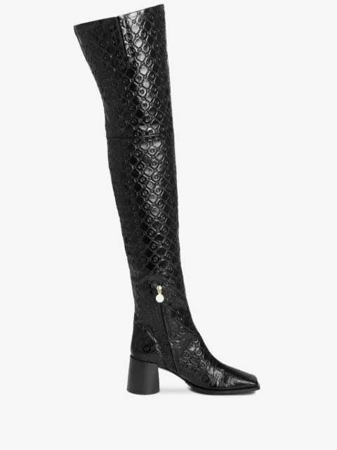 Marine Serre bottines en cuir à motif monogrammé embossé 65 mm