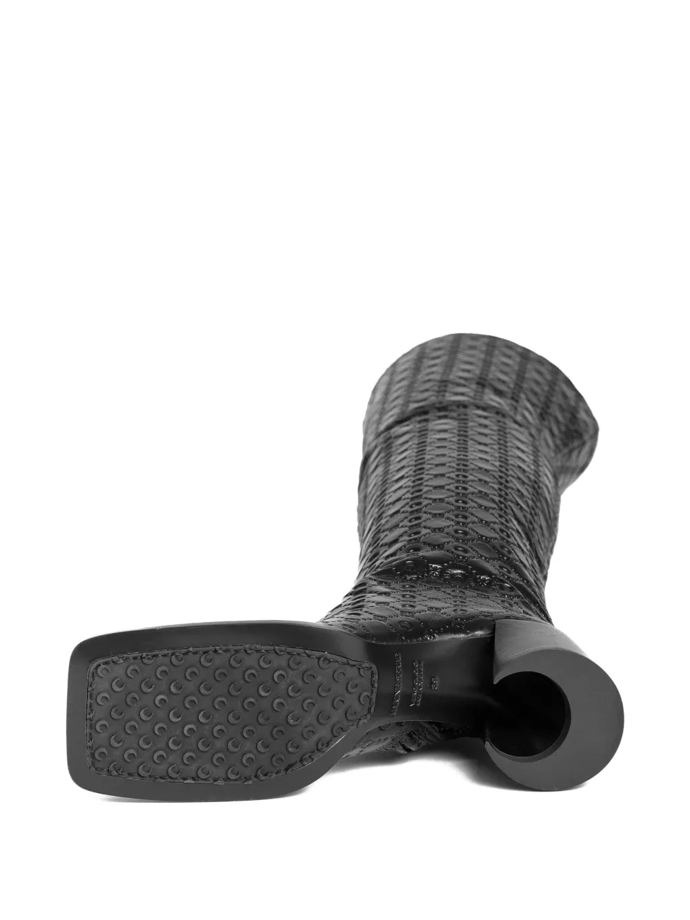Marine Serre 65 mm leren laarzen met monogram-reliëf Zwart