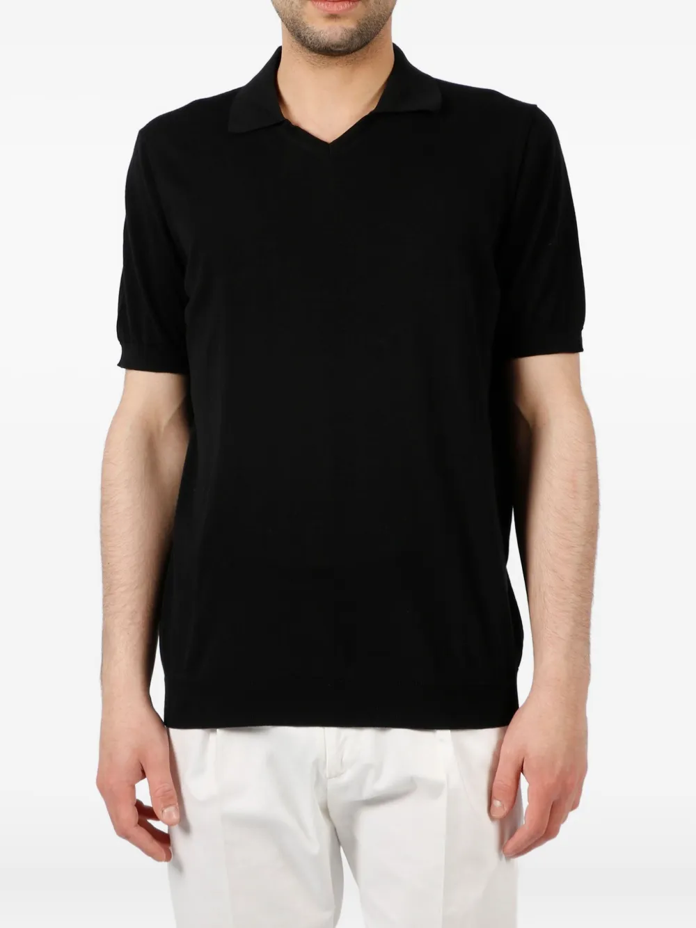 Drumohr T-shirt met V-hals - Zwart
