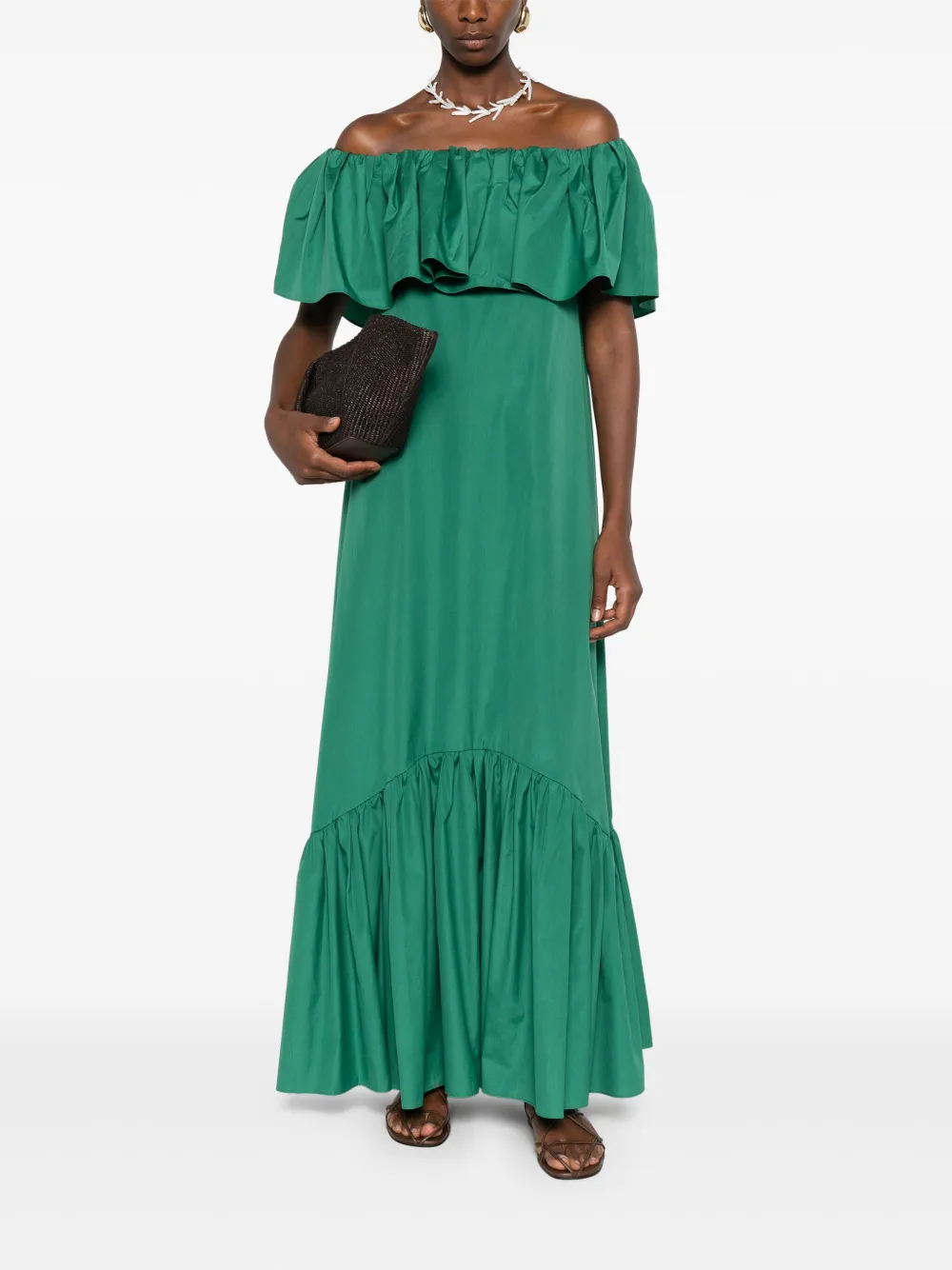 Max Mara Off-shoulder jurk Groen
