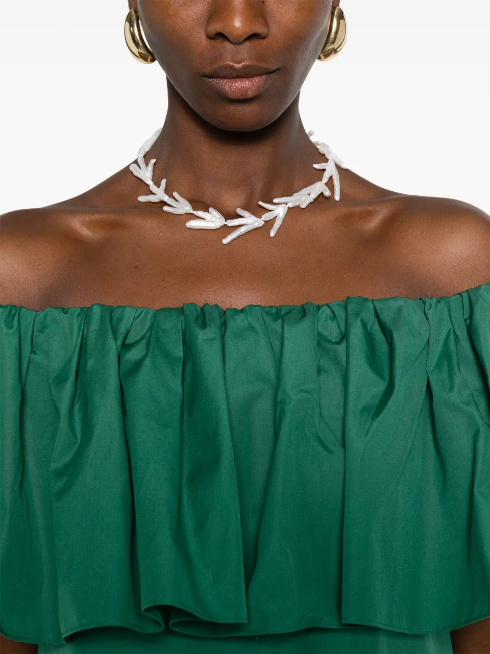 Max Mara Off-shoulder jurk Groen
