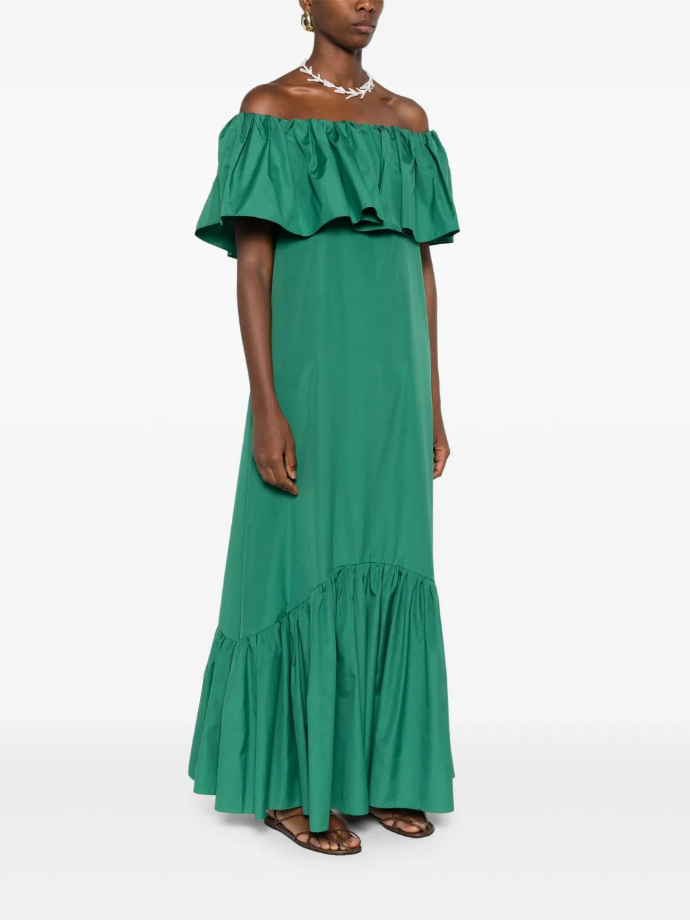 Max Mara Off-shoulder jurk Groen
