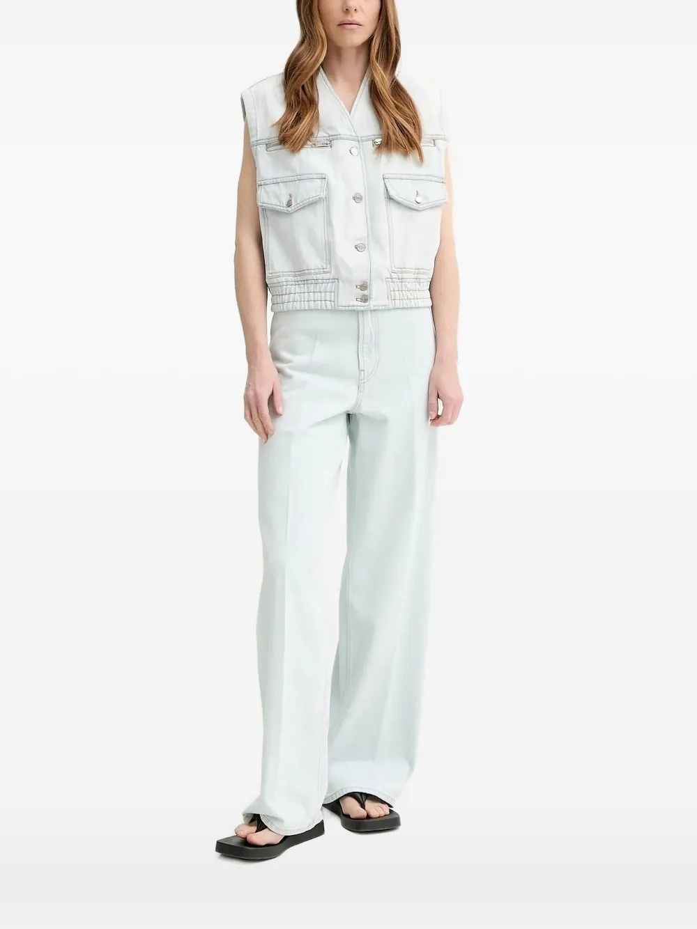 Bally Sleeveless Denim Jacket In Blue