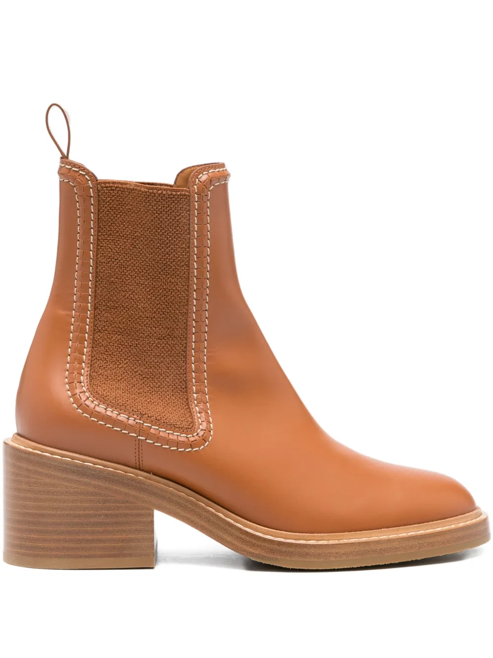 Chloé 60mm leather-stitched Chealsea boots | Bruin | Image 1